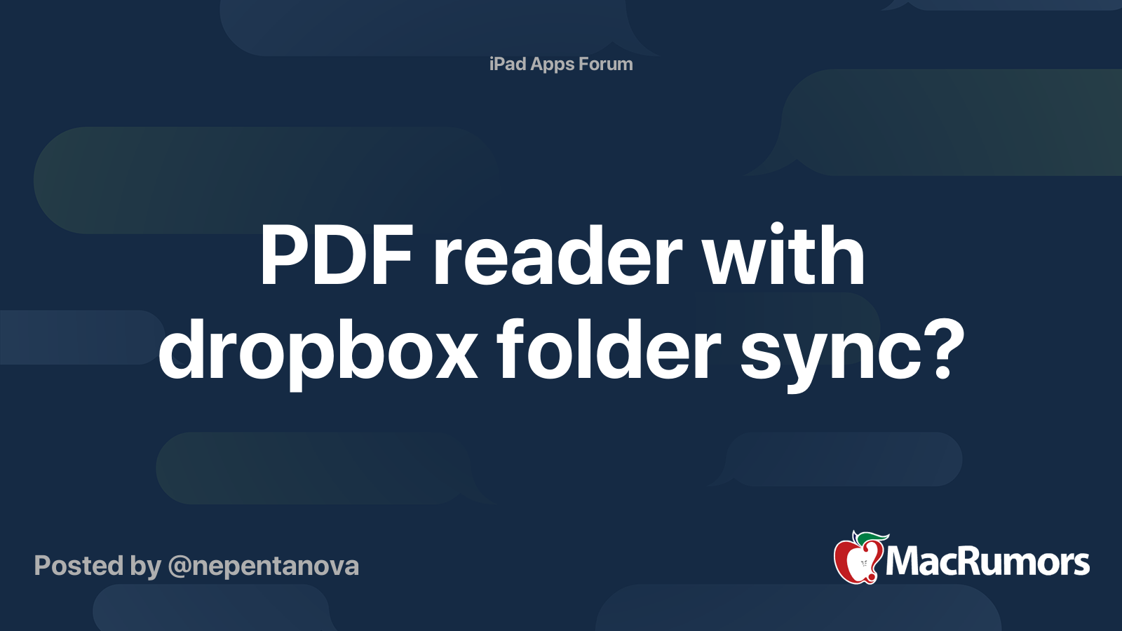 PDF reader with dropbox folder sync? | MacRumors Forums