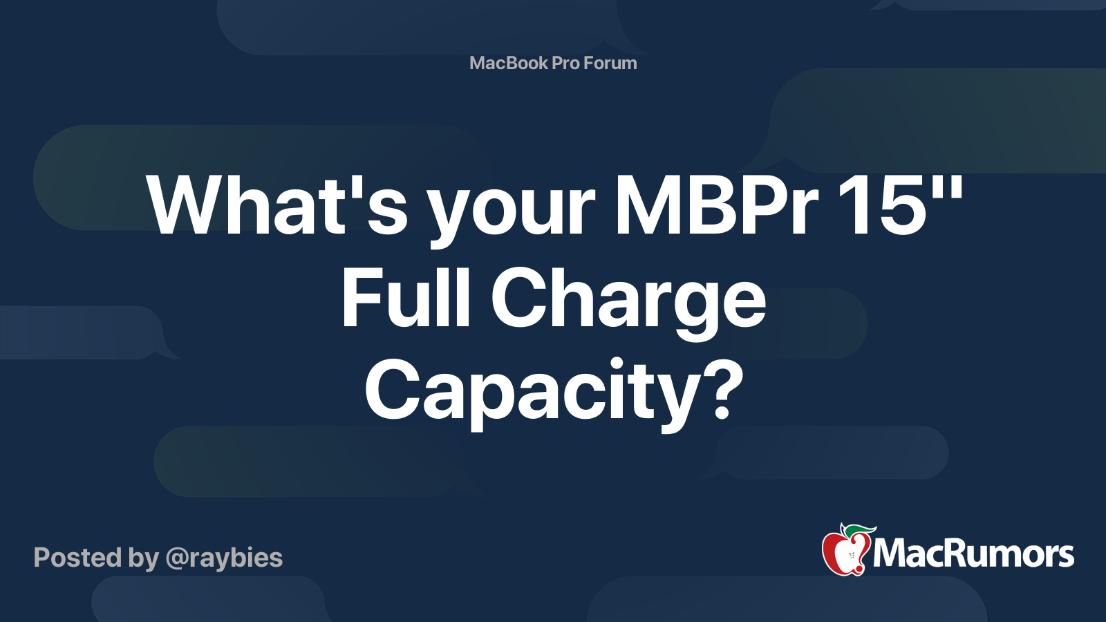 What S Your Mbpr 15 Full Charge Capacity Macrumors Forums