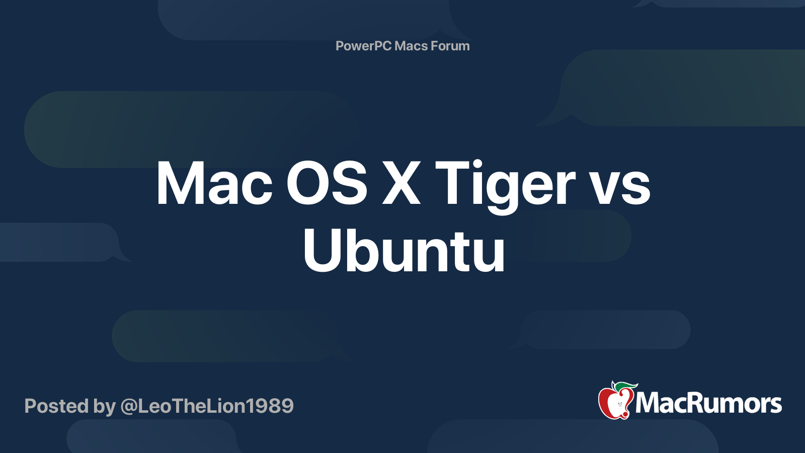 Mac OS X Tiger vs Ubuntu | MacRumors Forums