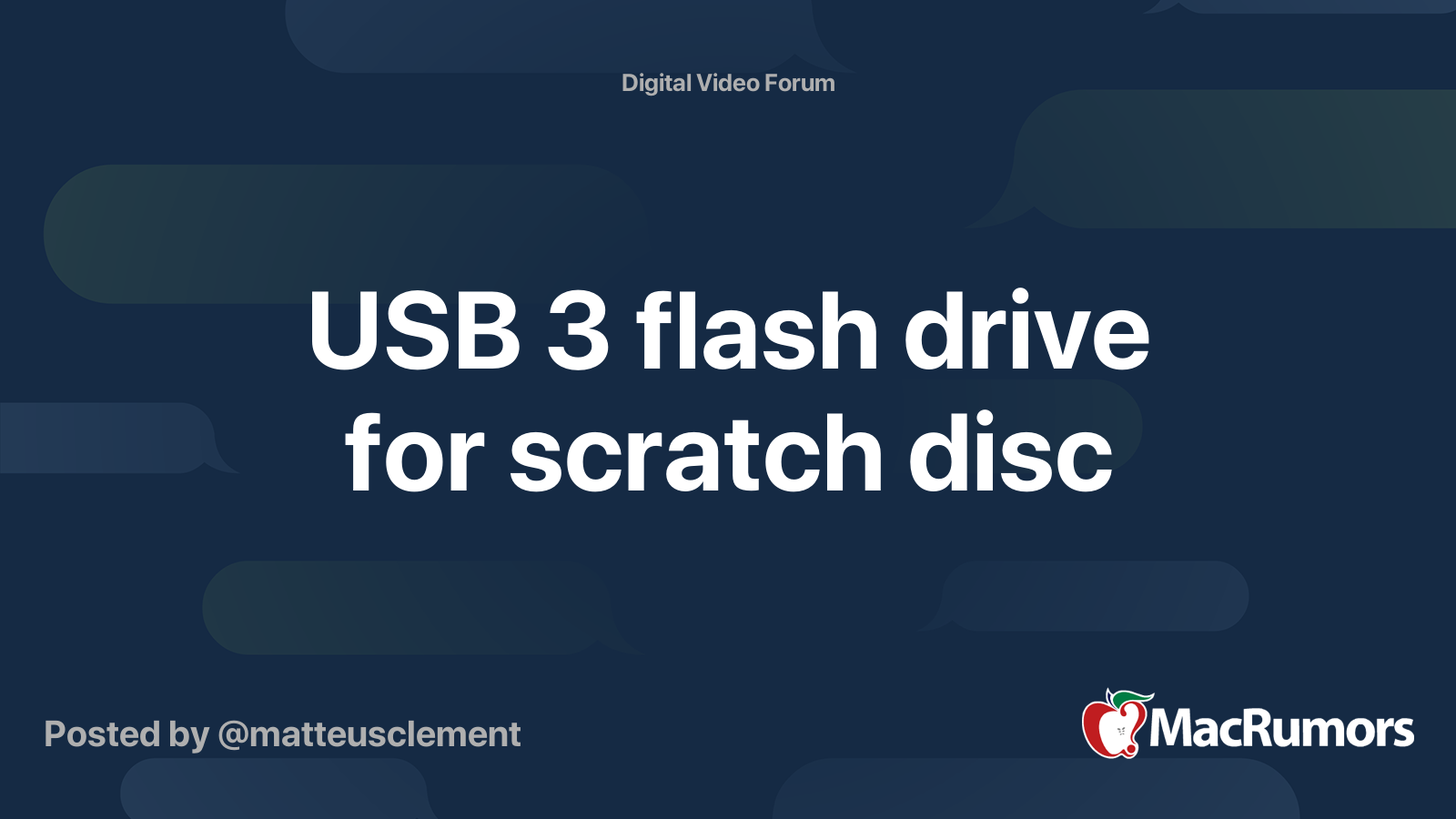 USB 3 flash drive for scratch disc | MacRumors Forums