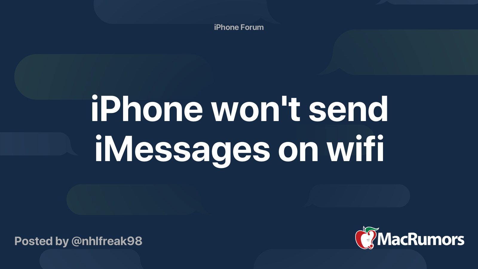 iPhone won't send iMessages on wifi | MacRumors Forums