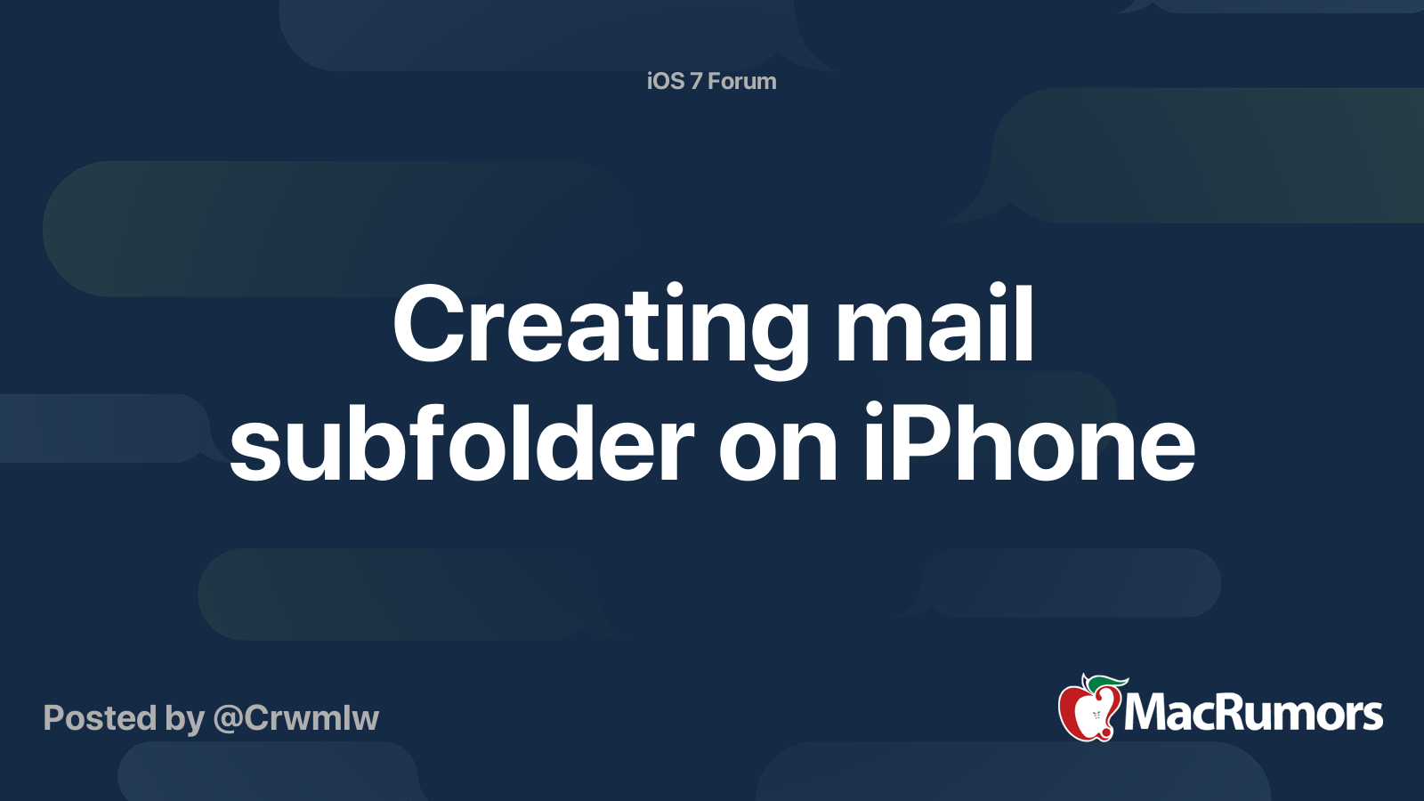Creating mail subfolder on iPhone | MacRumors Forums