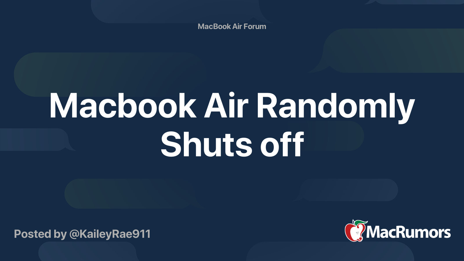Macbook Air Randomly Shuts off | MacRumors Forums