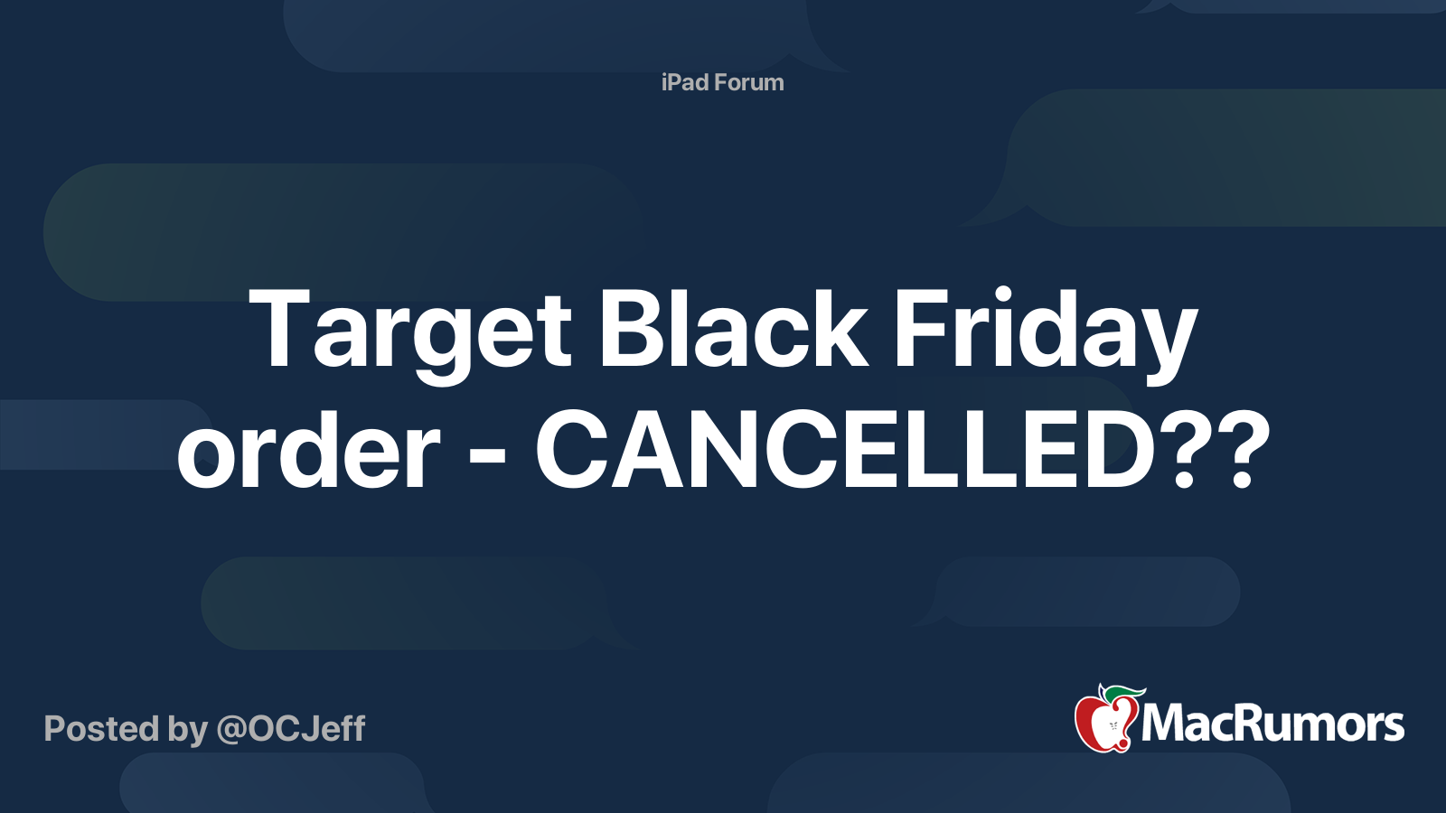 Target Black Friday order - CANCELLED?? | MacRumors Forums