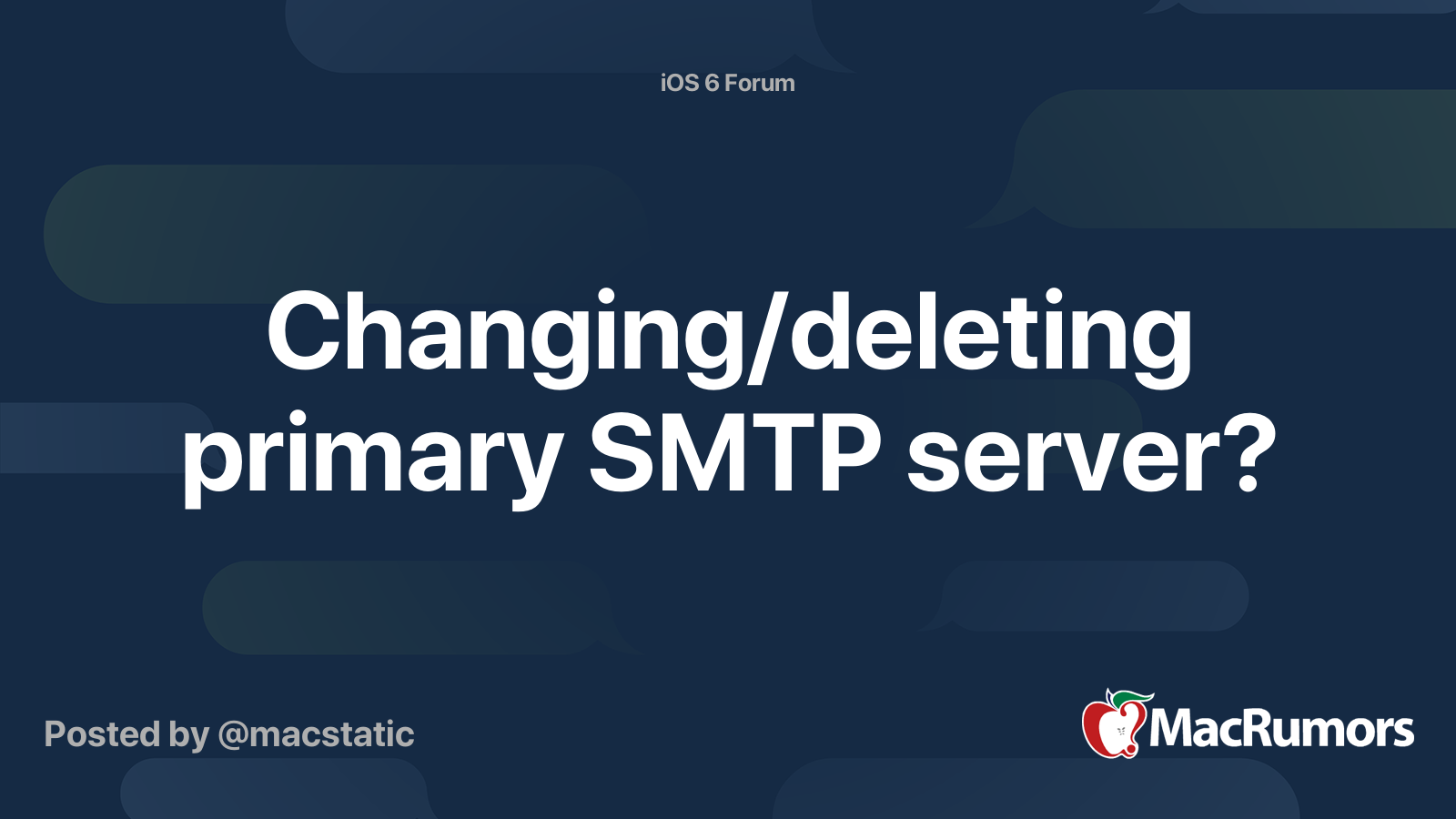 Changing deleting Primary SMTP Server MacRumors Forums