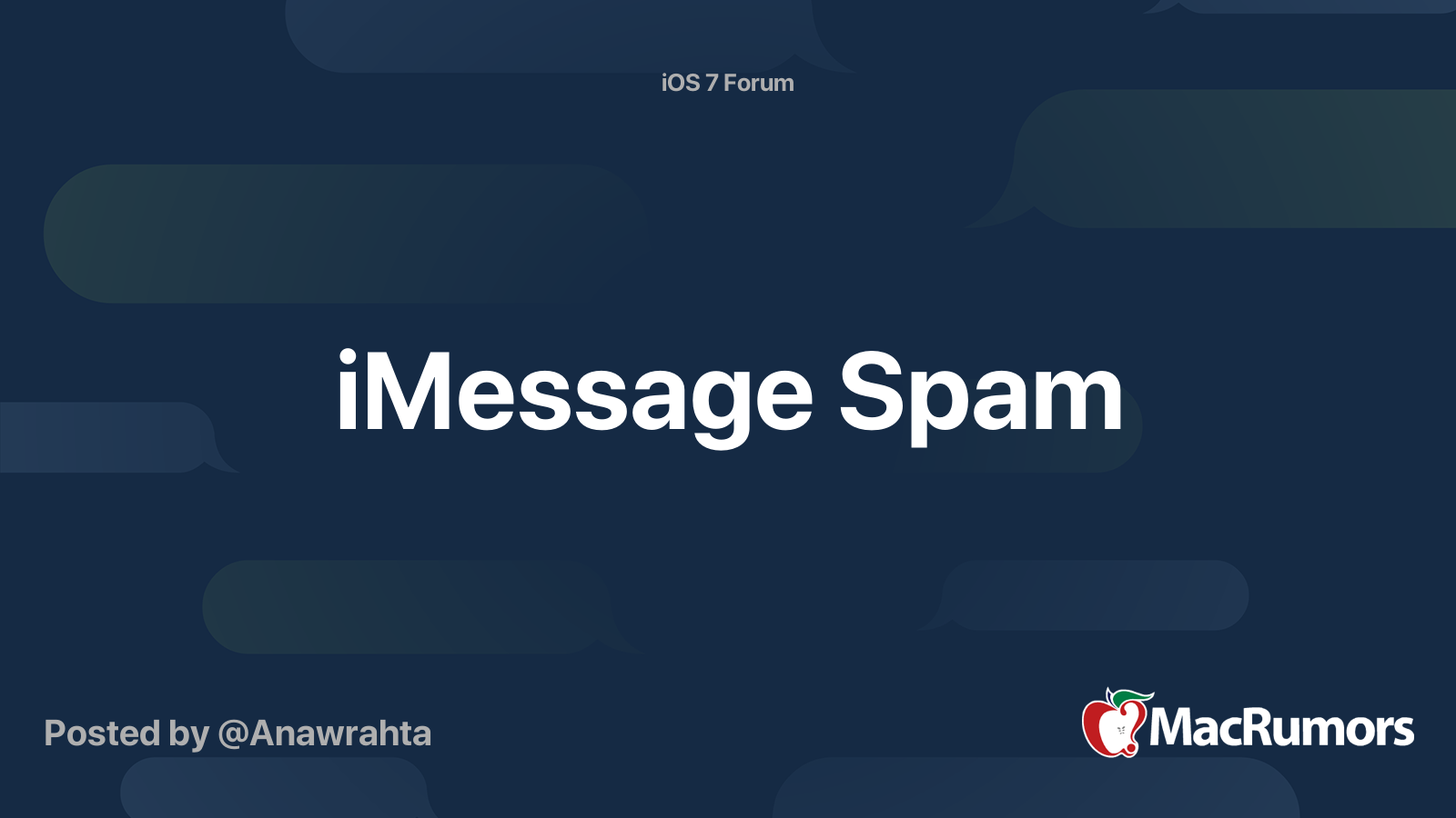 iMessage Spam | MacRumors Forums