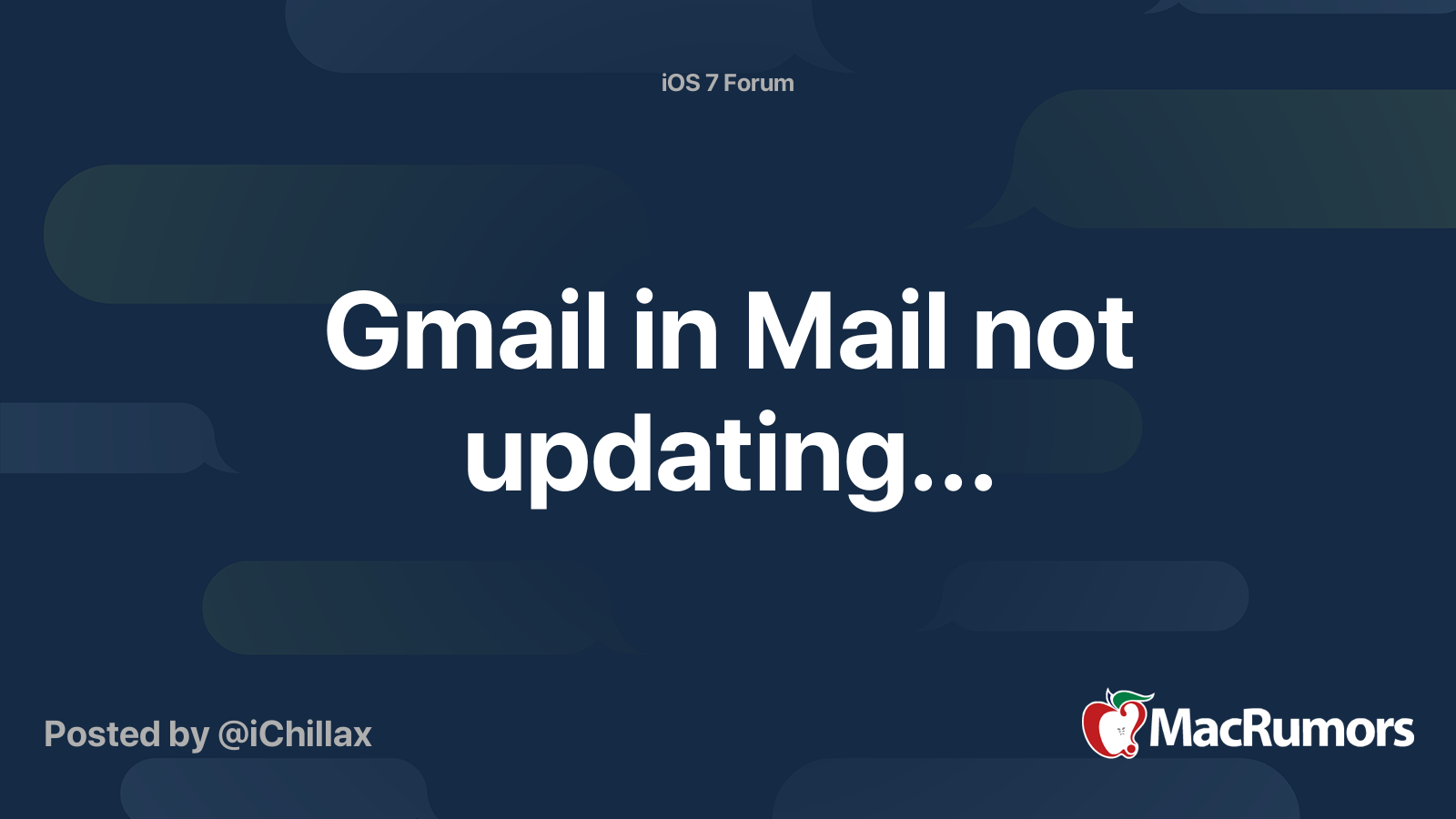 Gmail in Mail not updating... MacRumors Forums