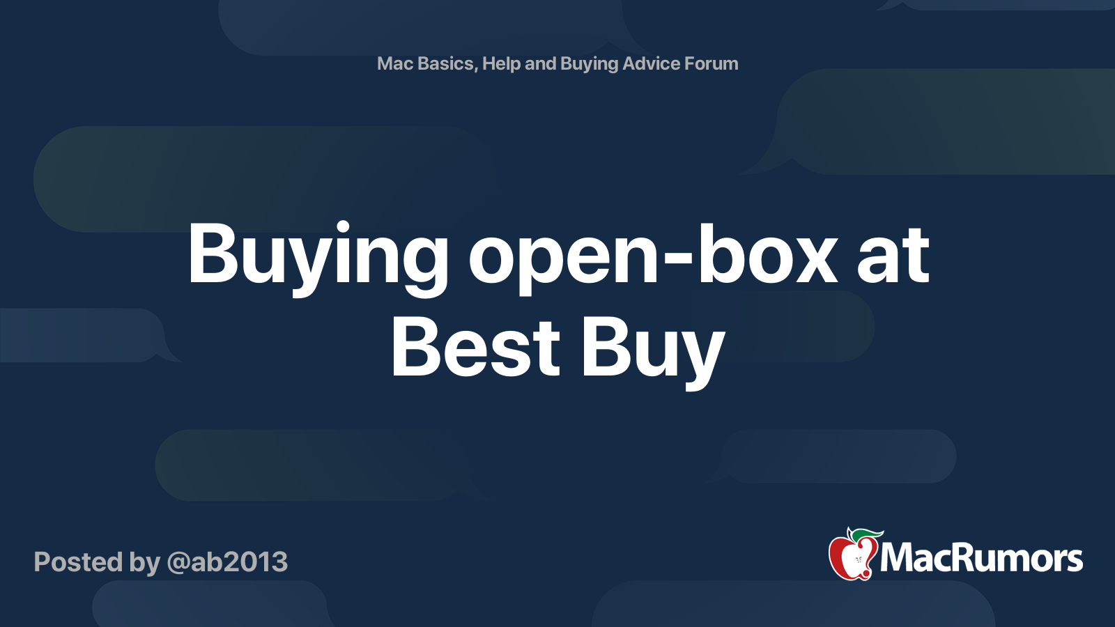 Buying openbox at Best Buy MacRumors Forums