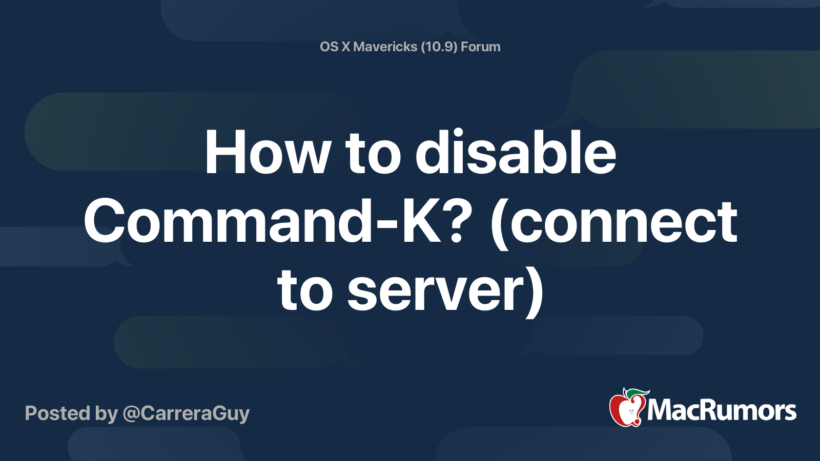How to disable Command-K? (connect to server) | MacRumors Forums