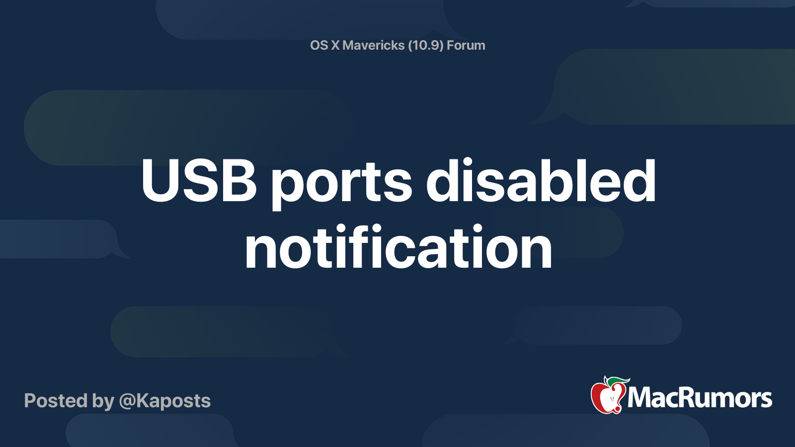 USB ports disabled notification MacRumors Forums