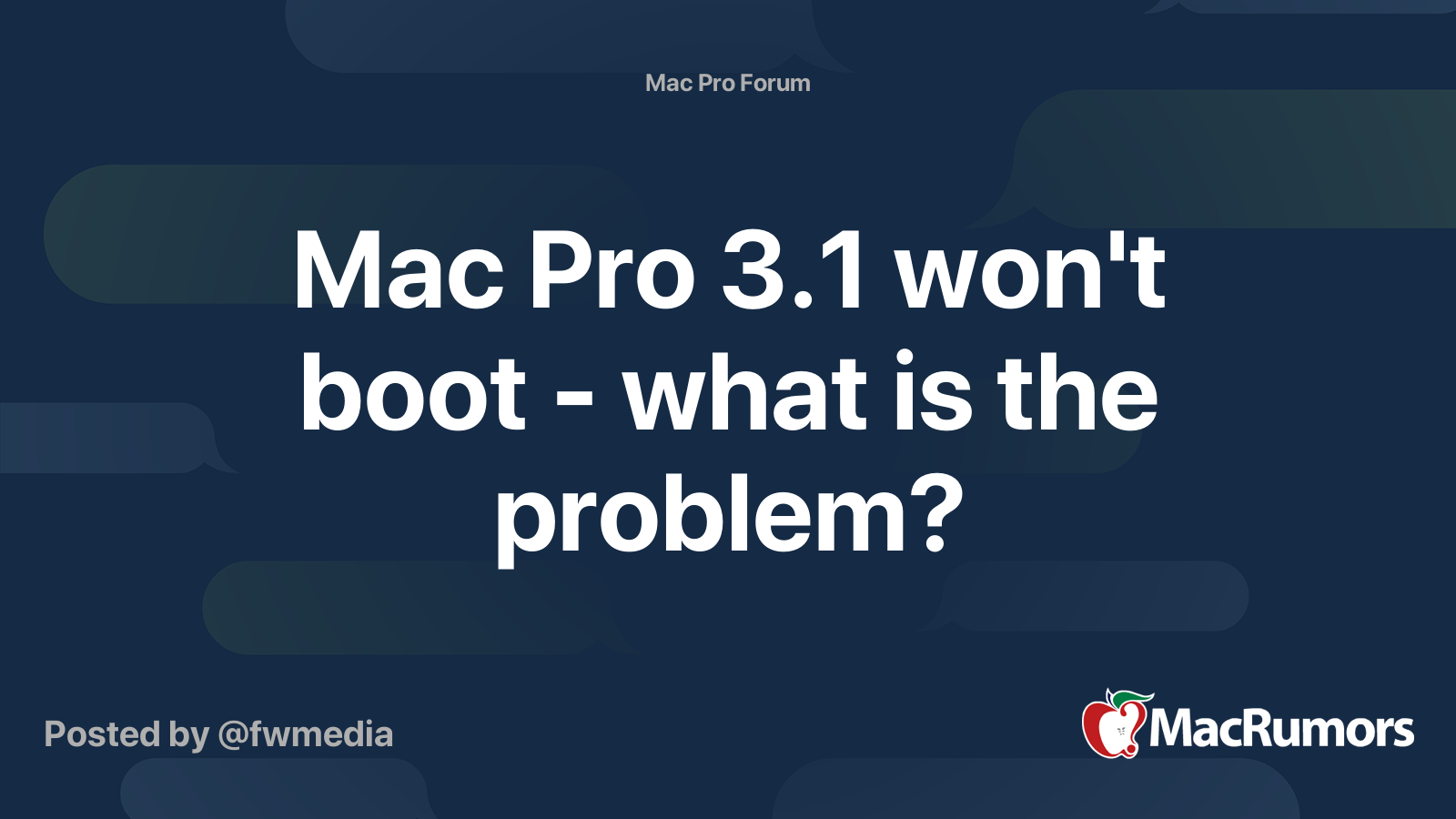 Mac Pro 3.1 won't boot - what is the problem? | MacRumors Forums