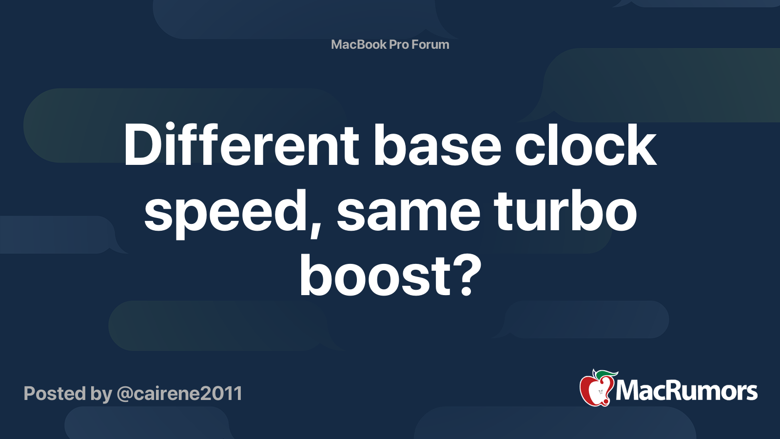 Different base clock speed, same turbo boost? MacRumors Forums
