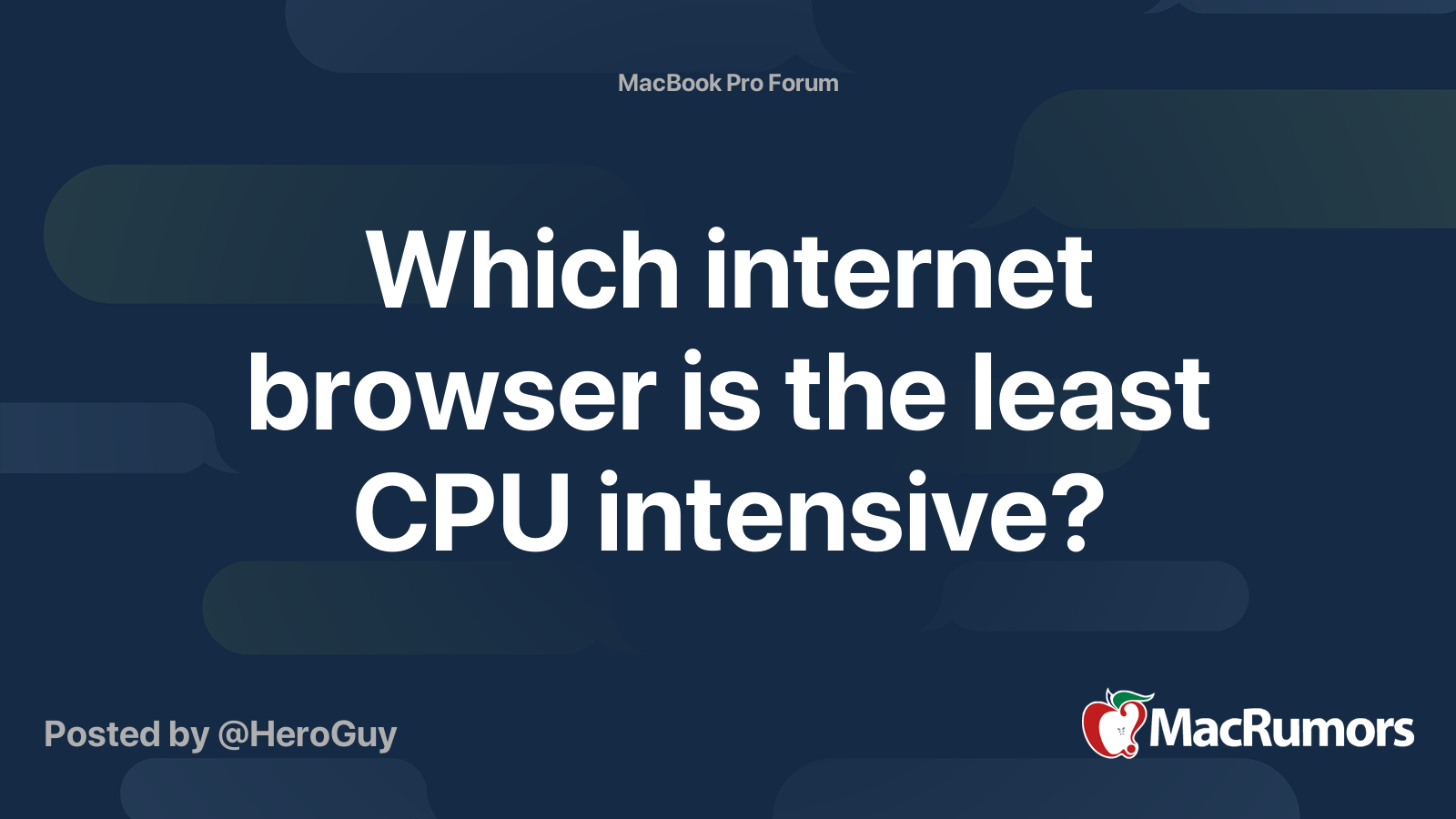 Which browser is the least CPU intensive? MacRumors Forums