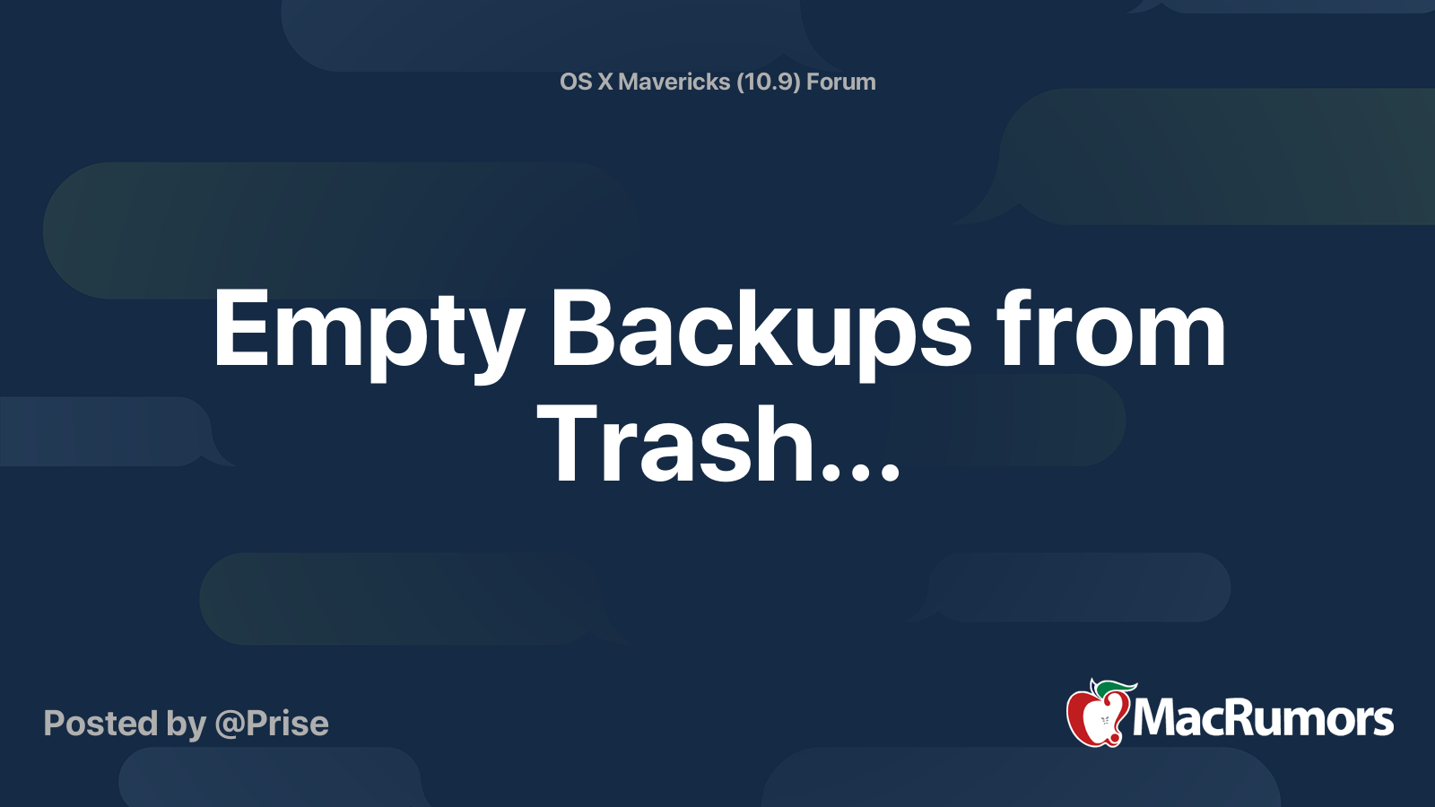 Empty Backups from Trash... MacRumors Forums