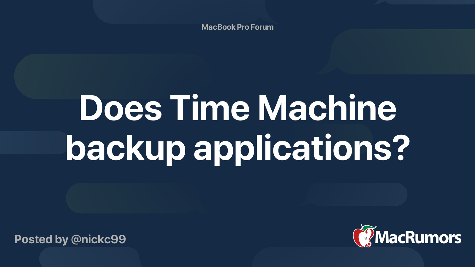 Does Time Machine backup applications? MacRumors Forums
