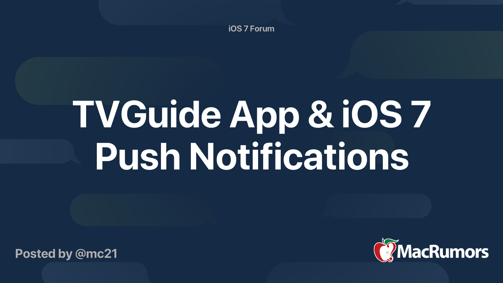TVGuide App & iOS 7 Push Notifications | MacRumors Forums