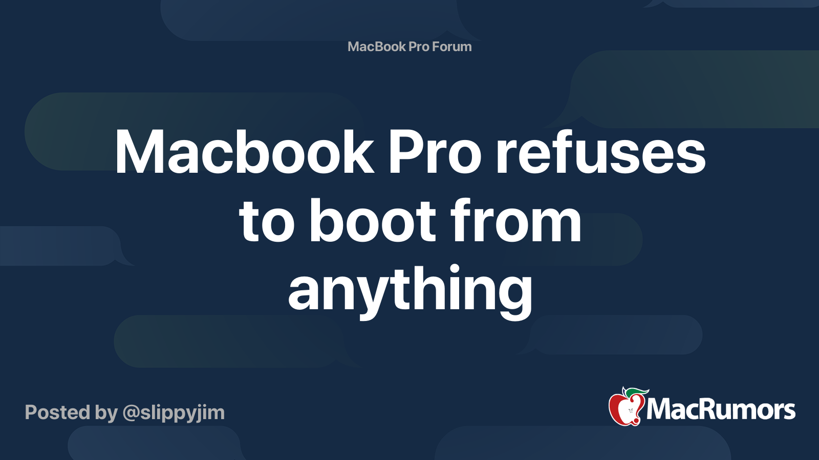 Macbook Pro refuses to boot from anything | MacRumors Forums