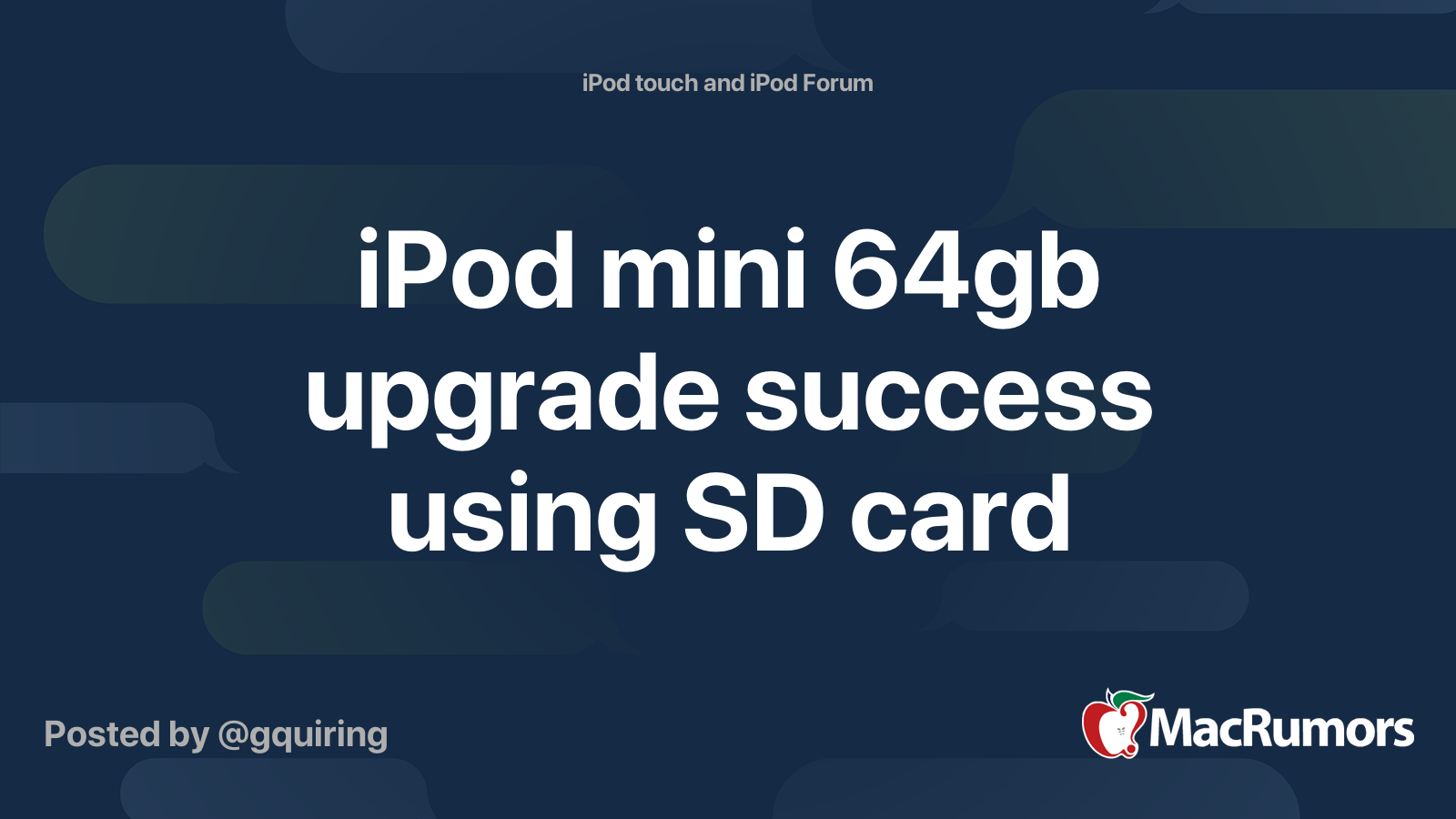 iPod mini 64gb upgrade success using SD card | MacRumors Forums