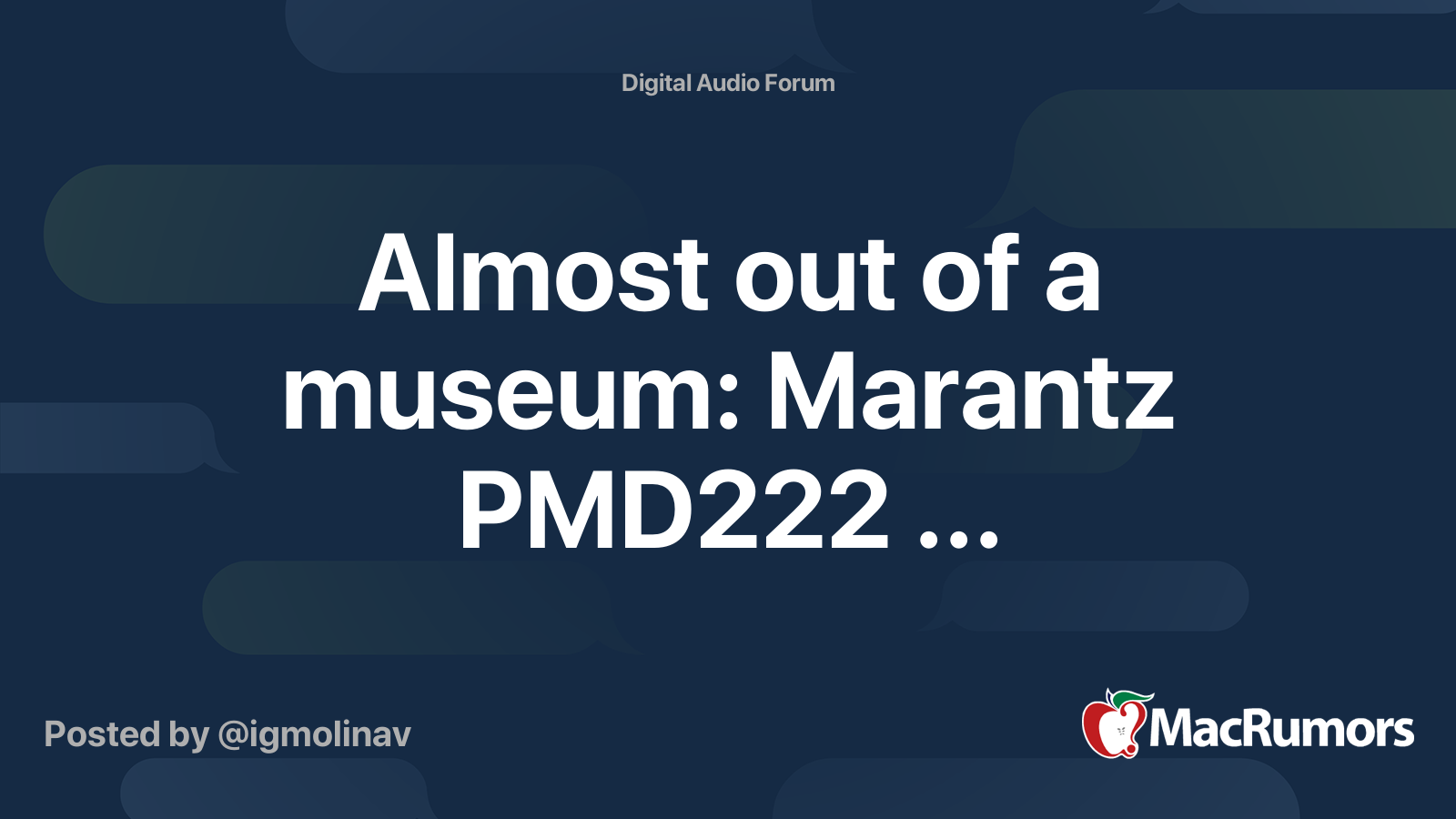 Almost out of a museum: Marantz PMD222 | MacRumors Forums