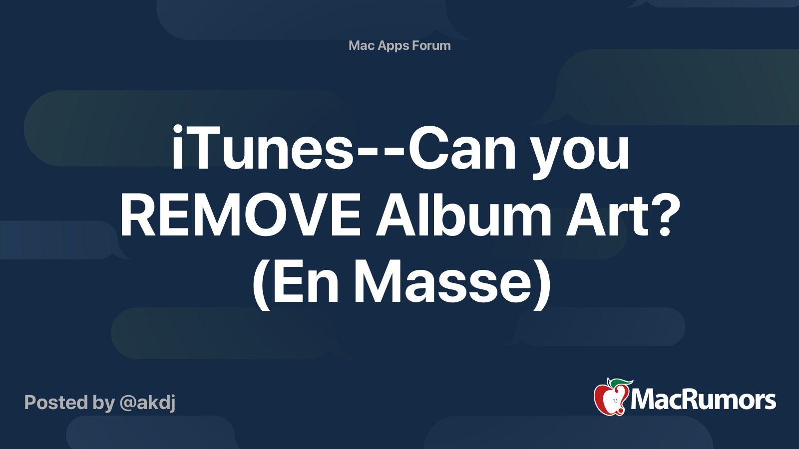 iTunesCan you REMOVE Album Art? (En Masse) MacRumors Forums