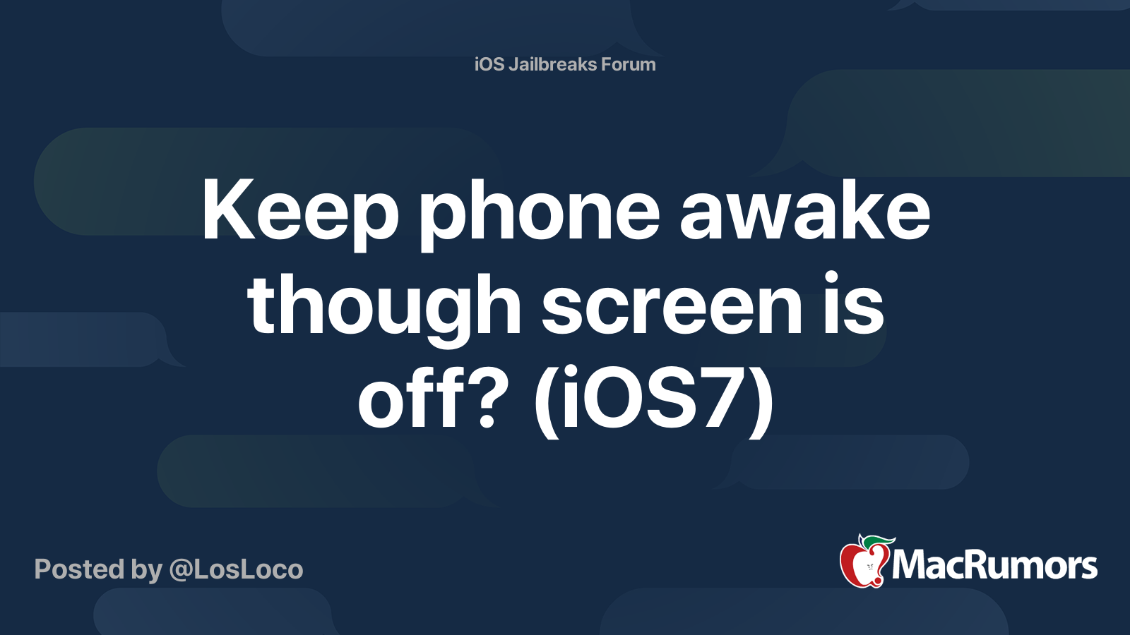 Keep phone awake though screen is off? (iOS7) MacRumors Forums