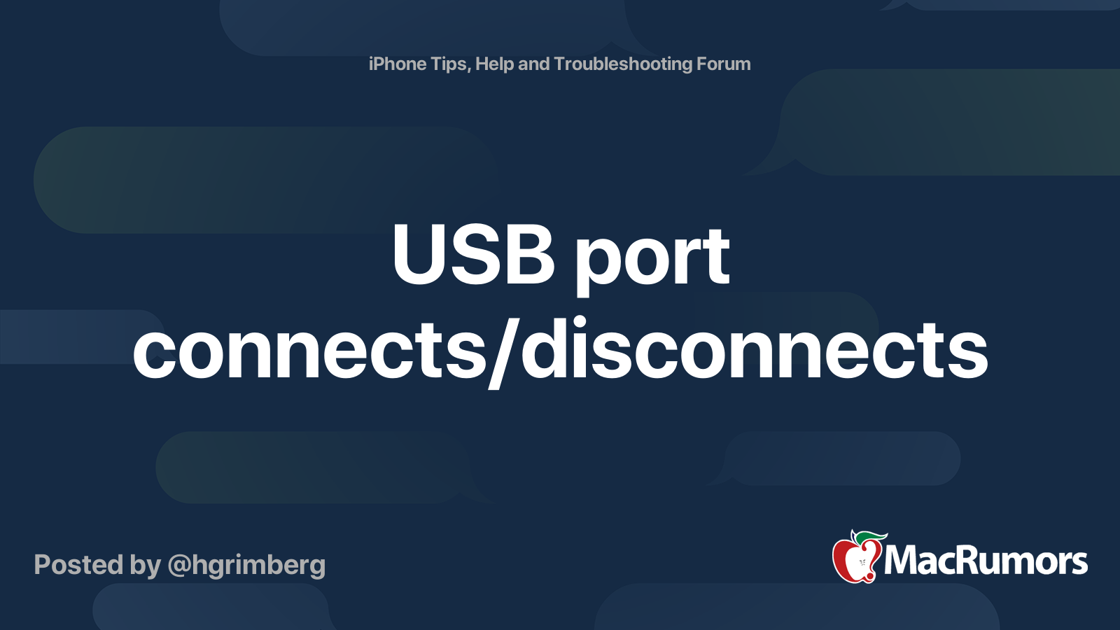 USB port connects/disconnects MacRumors Forums
