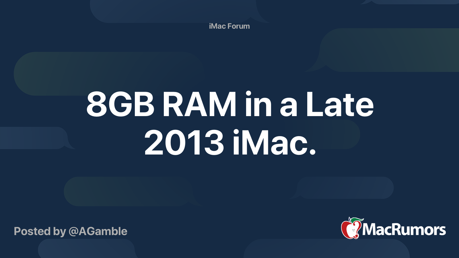 8GB RAM In A Late 2013 IMac MacRumors Forums