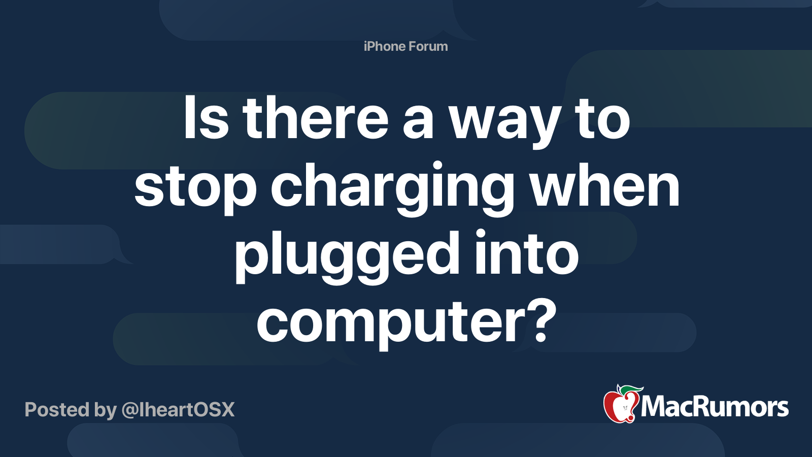 Is there a way to stop charging when plugged into computer 