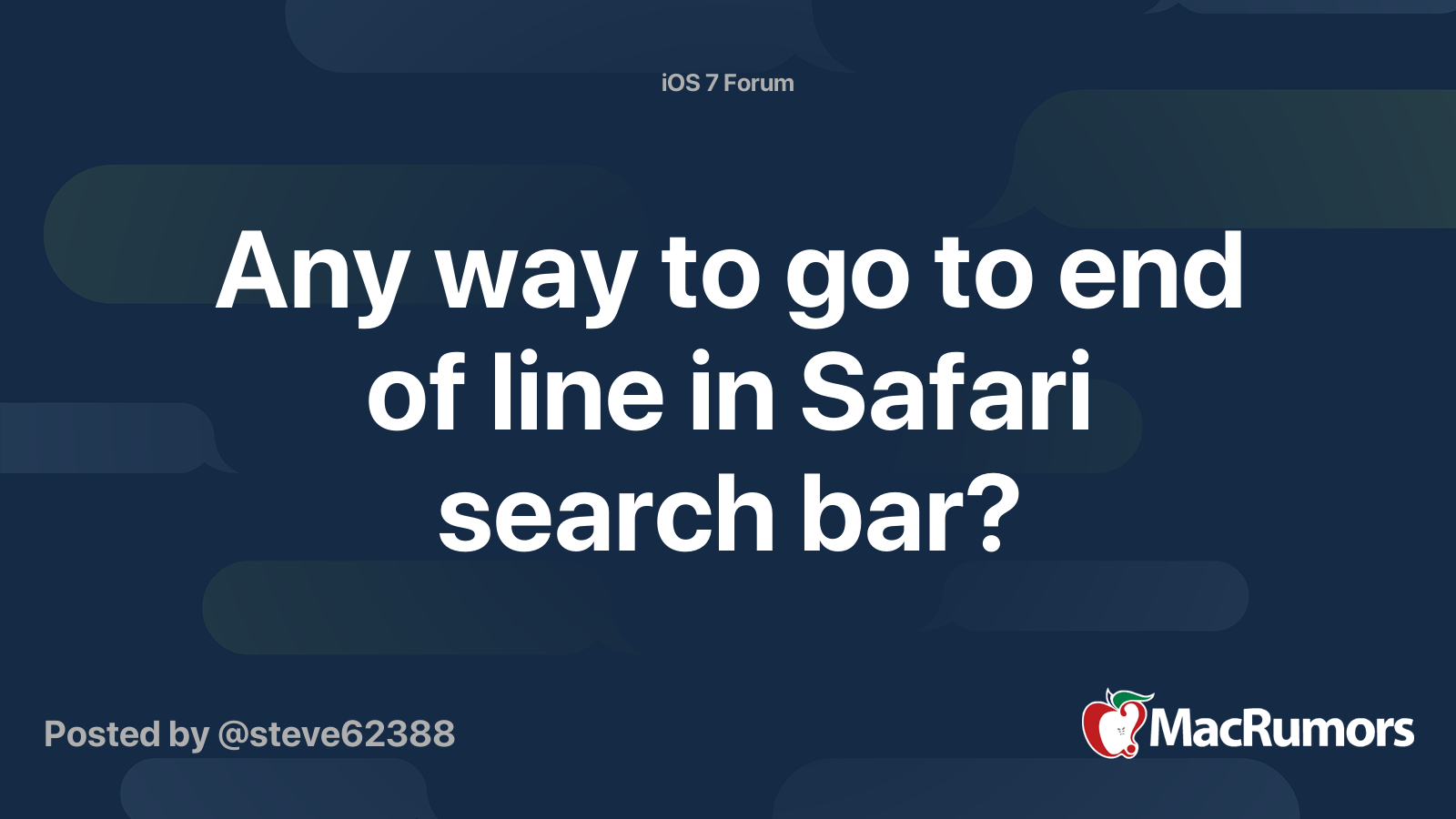 Any way to go to end of line in Safari search bar? MacRumors Forums