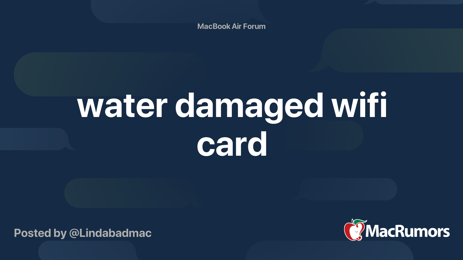 water damaged wifi card MacRumors Forums