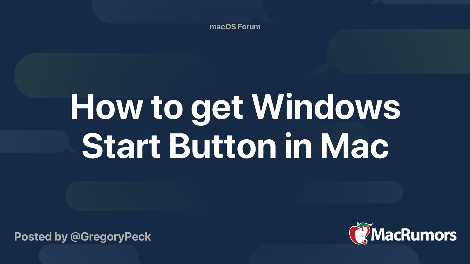 How to get Windows Start Button in Mac MacRumors Forums