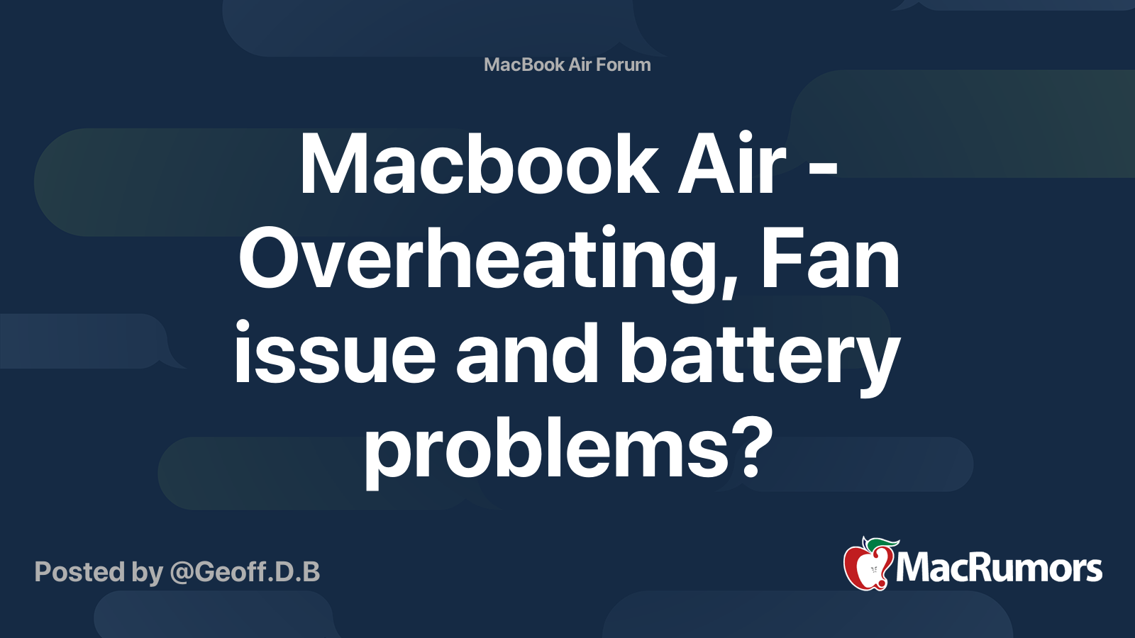 Macbook Air - Overheating, Fan issue and battery problems? | MacRumors