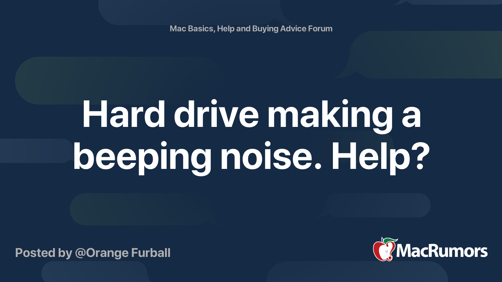 Hard drive making a beeping noise. Help? MacRumors Forums