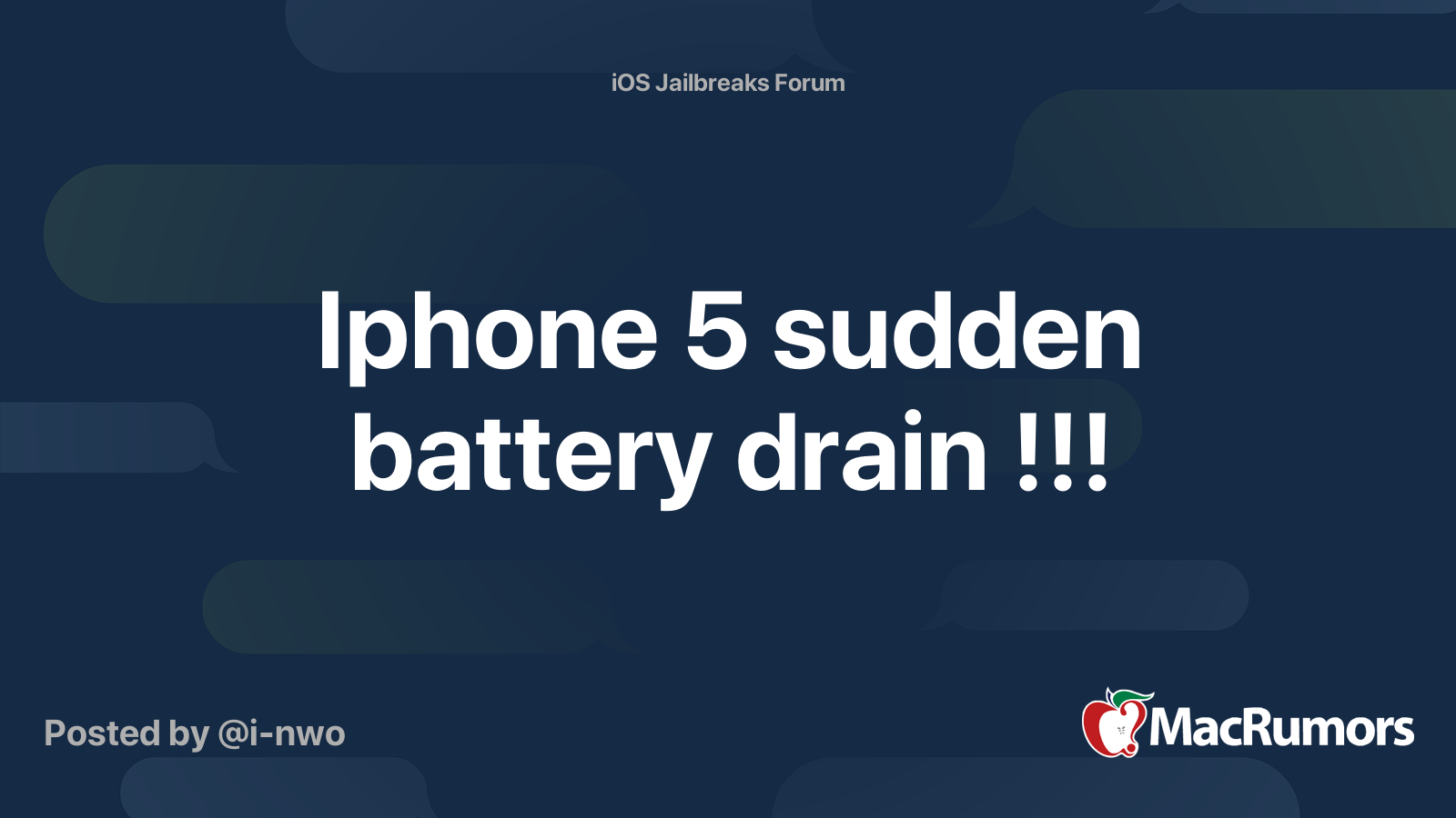 Iphone 5 sudden battery drain !!! MacRumors Forums