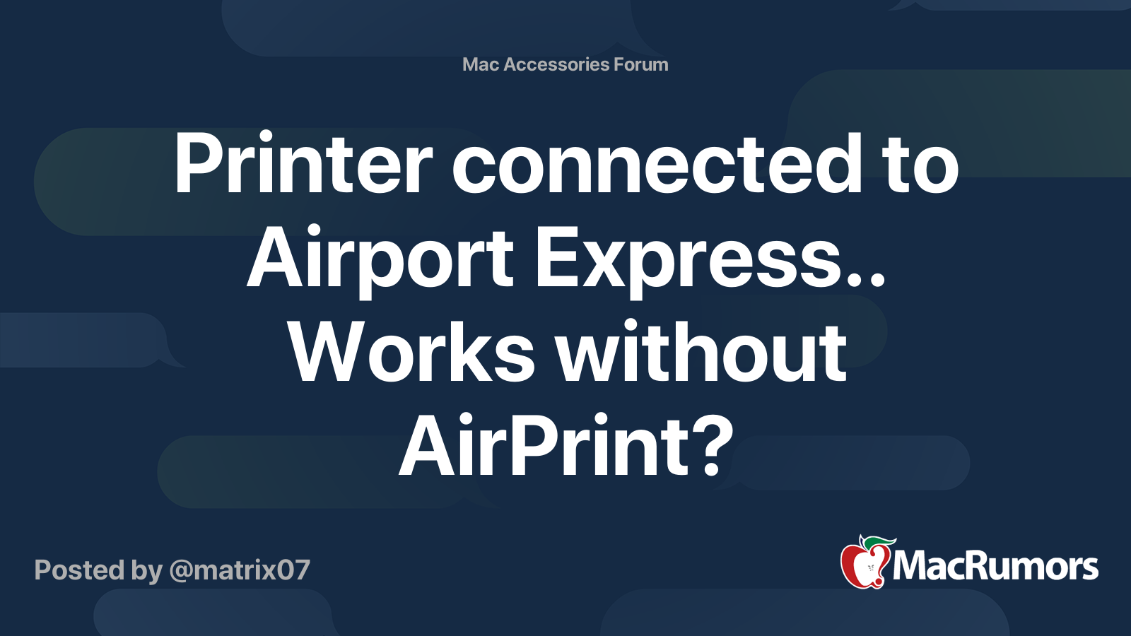 Printer connected to Airport Express.. Works without AirPrint