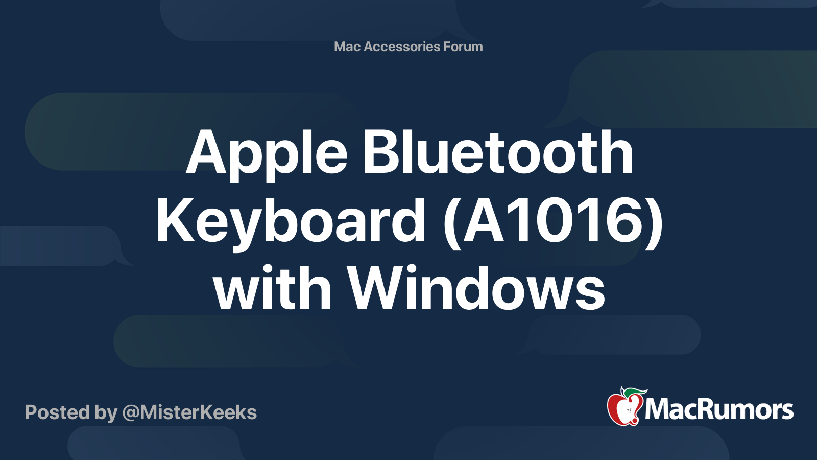 Apple Bluetooth Keyboard (A1016) with Windows MacRumors Forums
