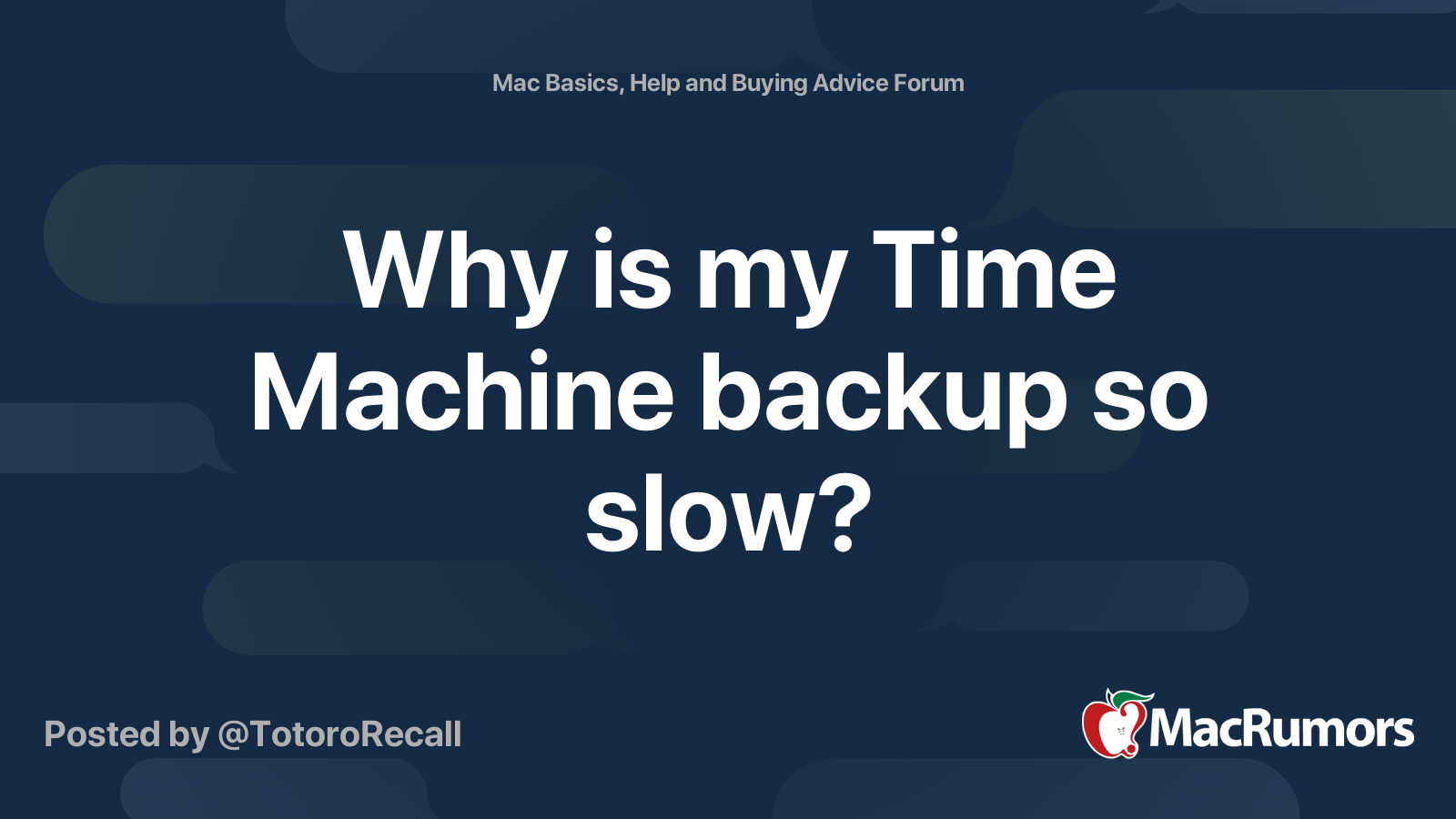 Why is my Time Machine backup so slow? MacRumors Forums