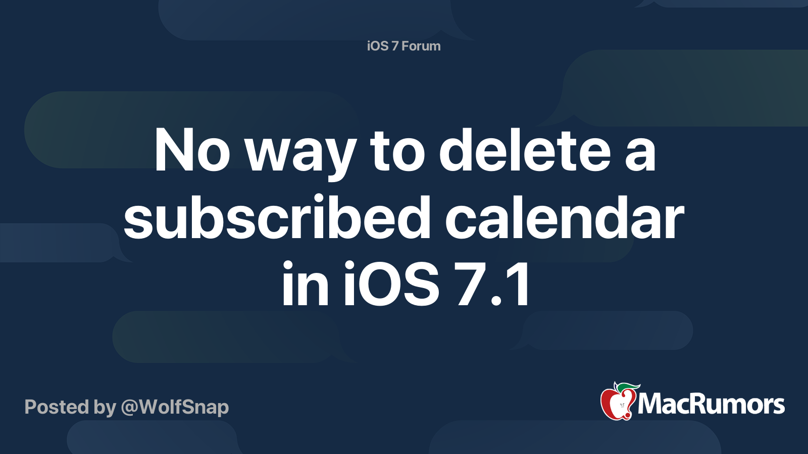 No way to delete a subscribed calendar in iOS 7.1 MacRumors Forums