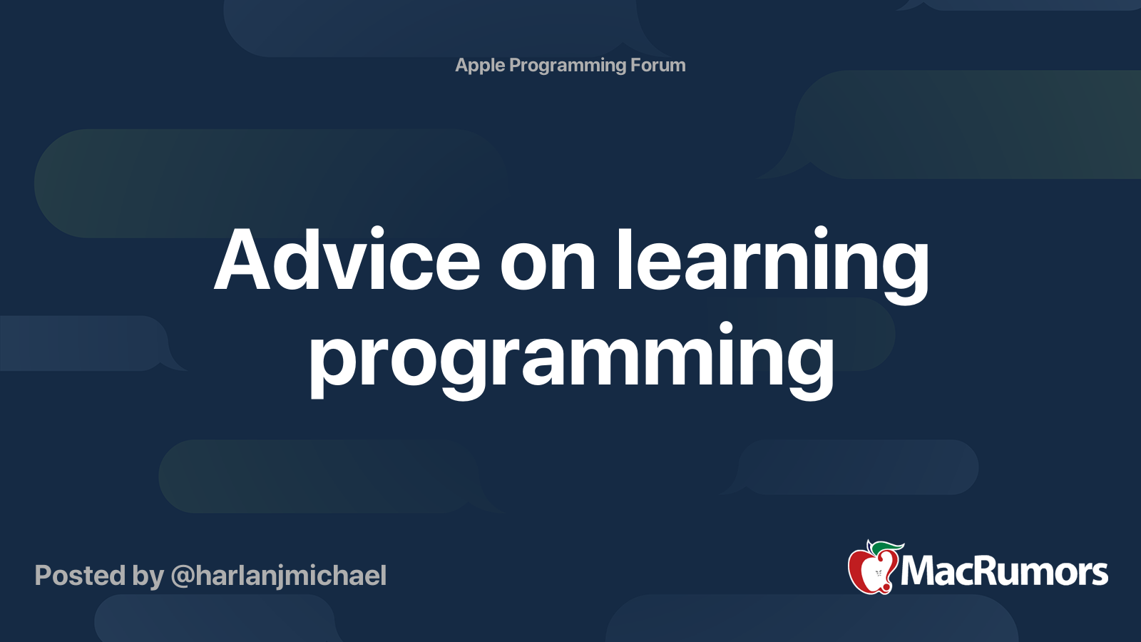 Advice on learning programming | MacRumors Forums