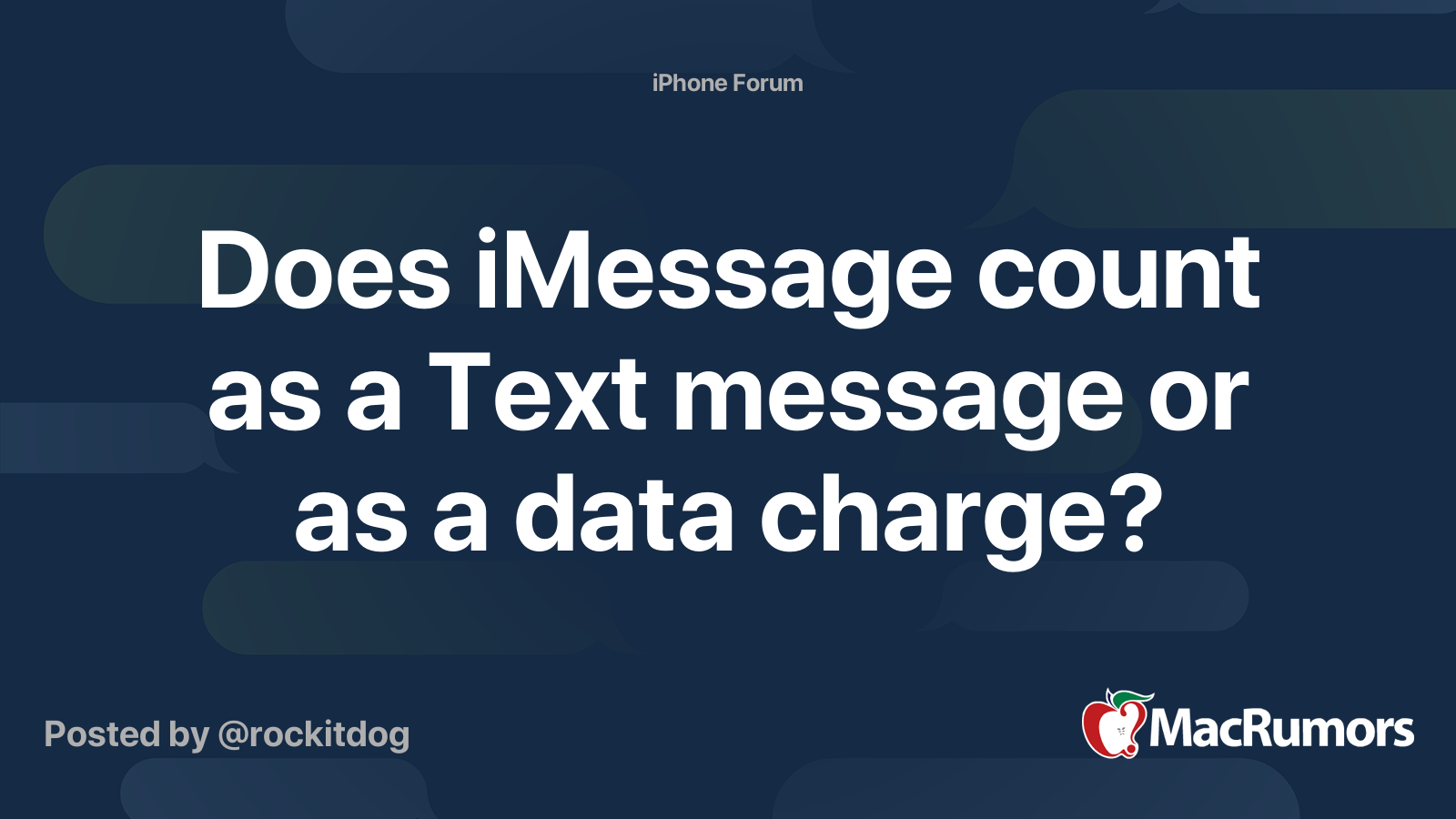 Does iMessage count as a Text message or as a data charge? | MacRumors ...