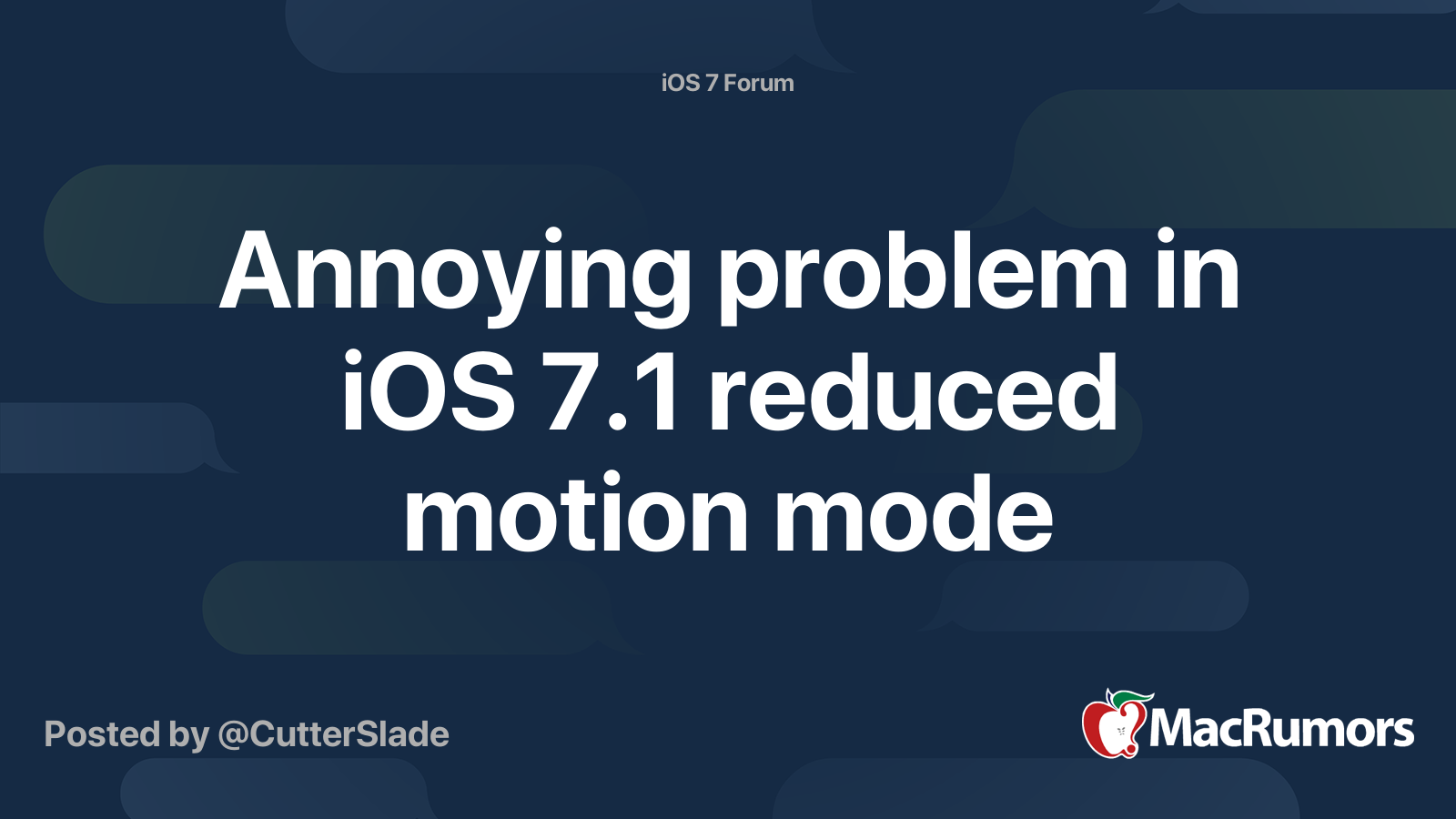Annoying problem in iOS 7.1 reduced motion mode | MacRumors Forums