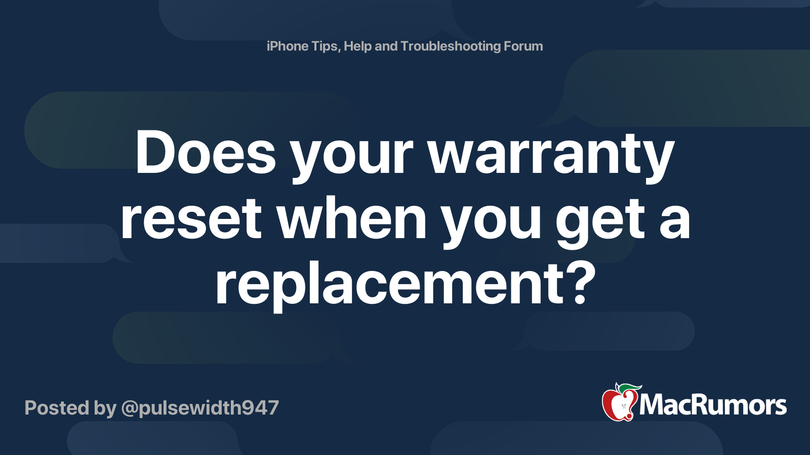 Does your warranty reset when you get a replacement? MacRumors Forums