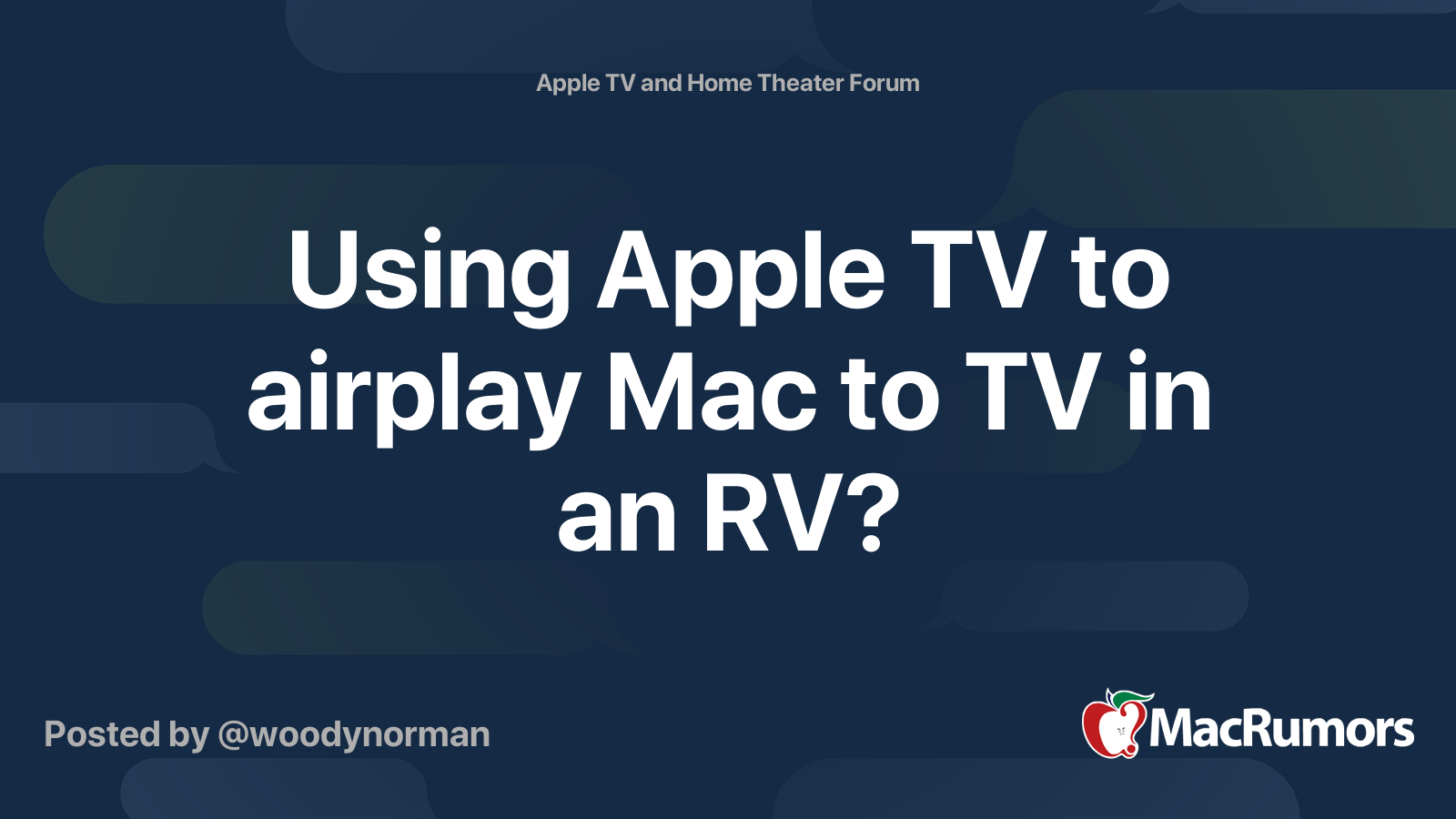 Using Apple TV To Airplay Mac To TV In An RV MacRumors Forums