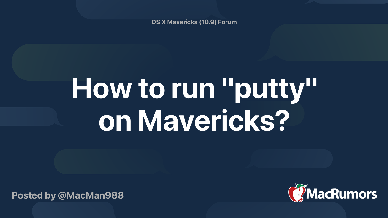 how-to-run-putty-on-mavericks-macrumors-forums