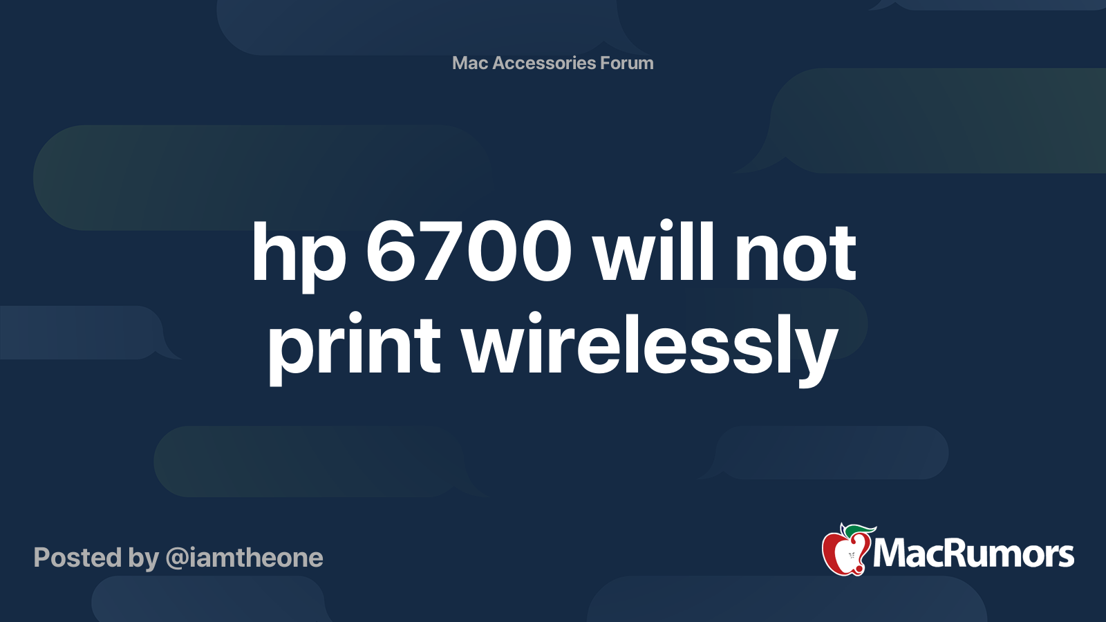 hp 6700 will not print wirelessly MacRumors Forums