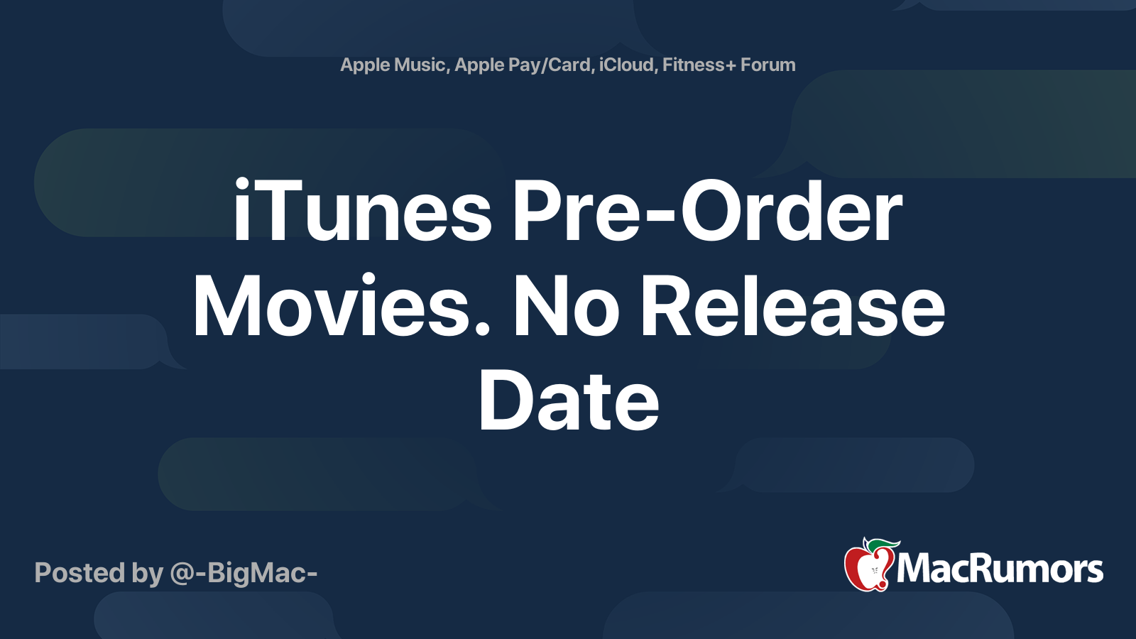 iTunes Pre-Order Movies. No Release Date | MacRumors Forums