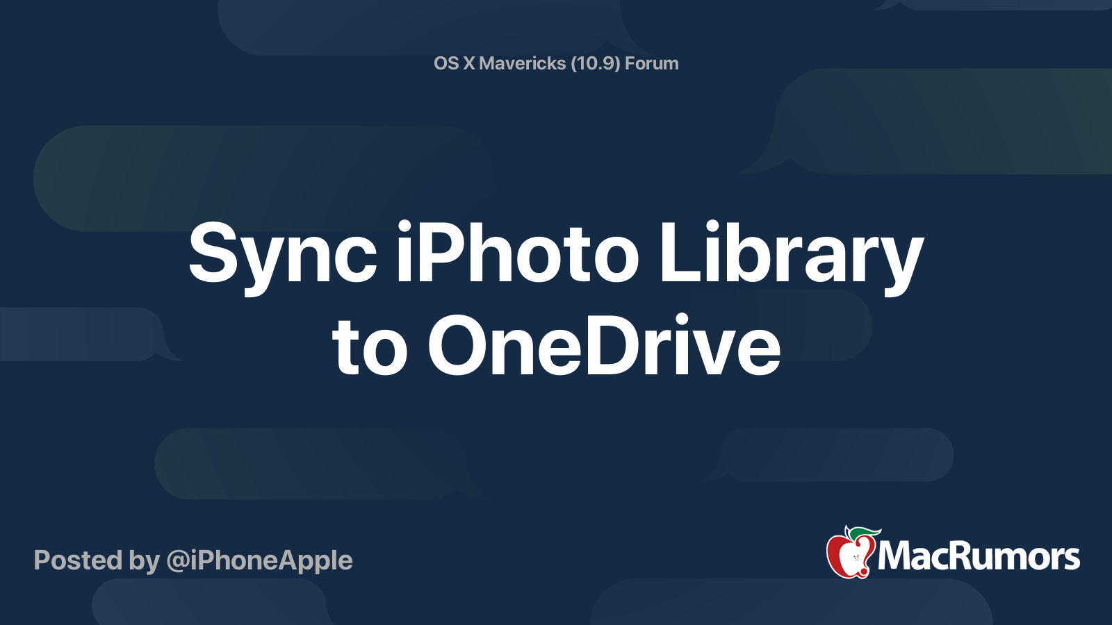 Sync iPhoto Library to OneDrive MacRumors Forums