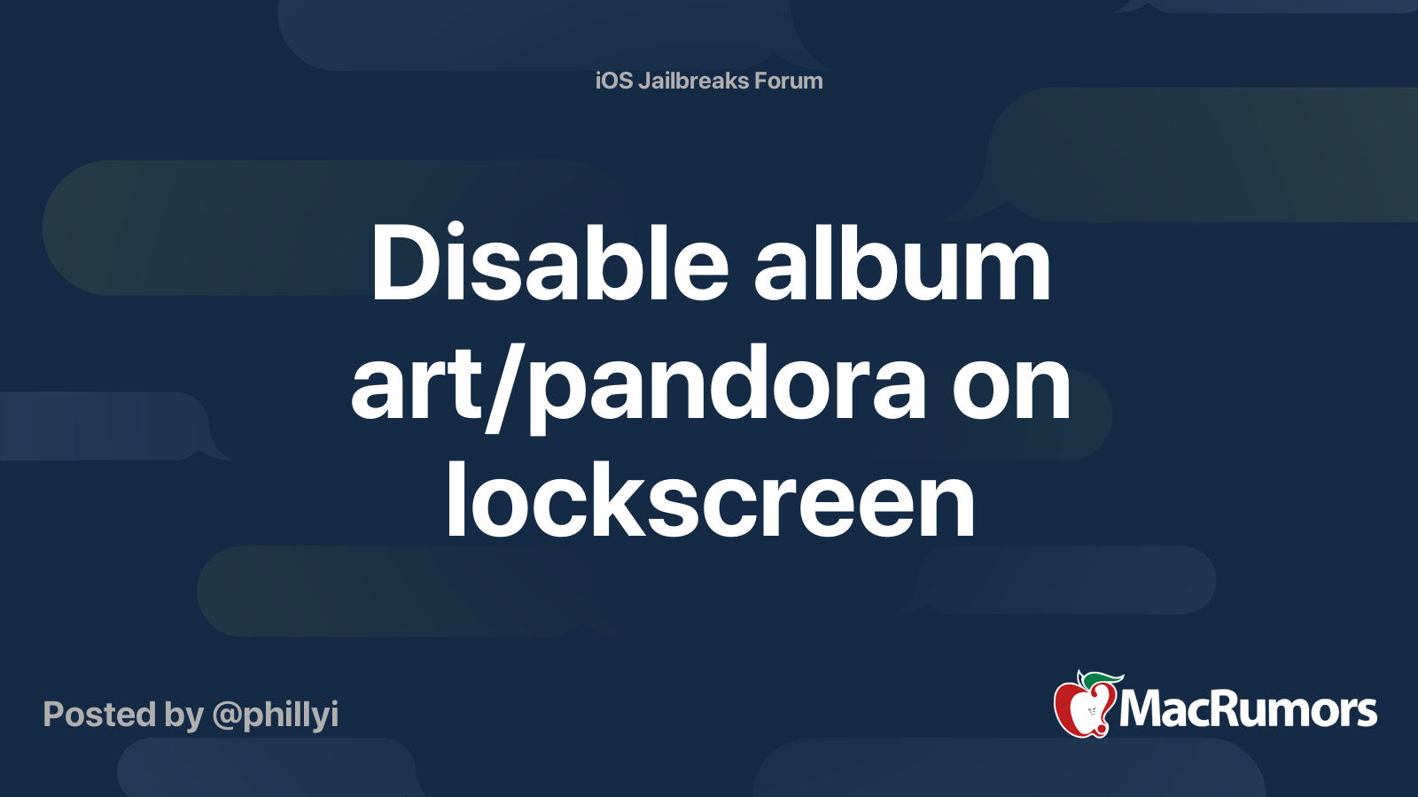 Disable album art/pandora on lockscreen MacRumors Forums