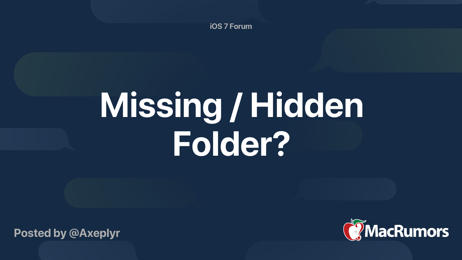 Missing / Hidden Folder? | MacRumors Forums