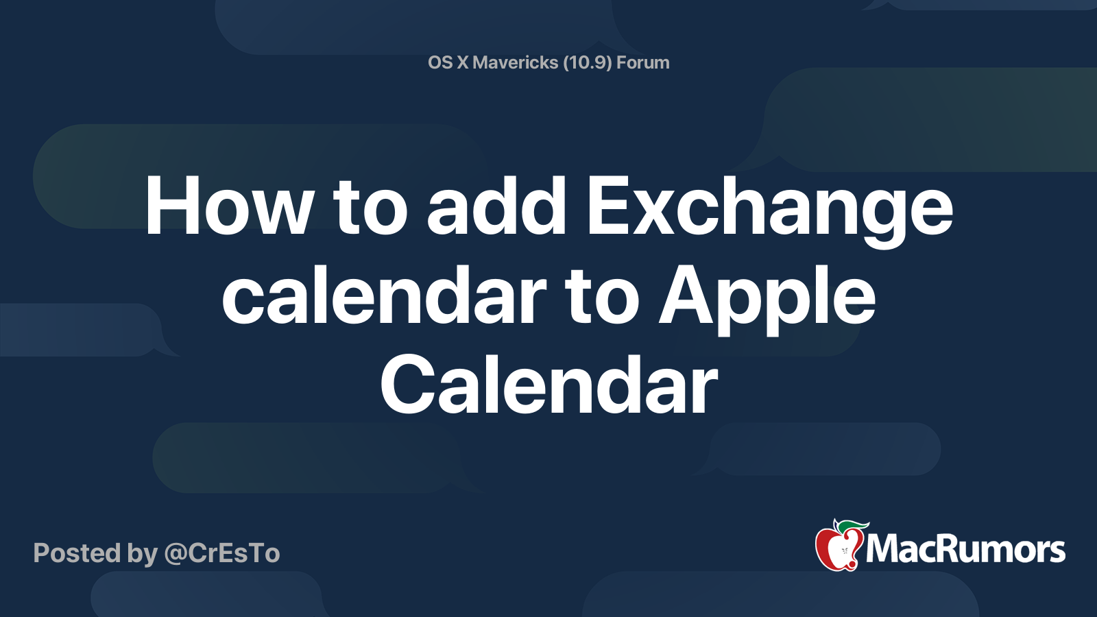 How to add Exchange calendar to Apple Calendar MacRumors Forums